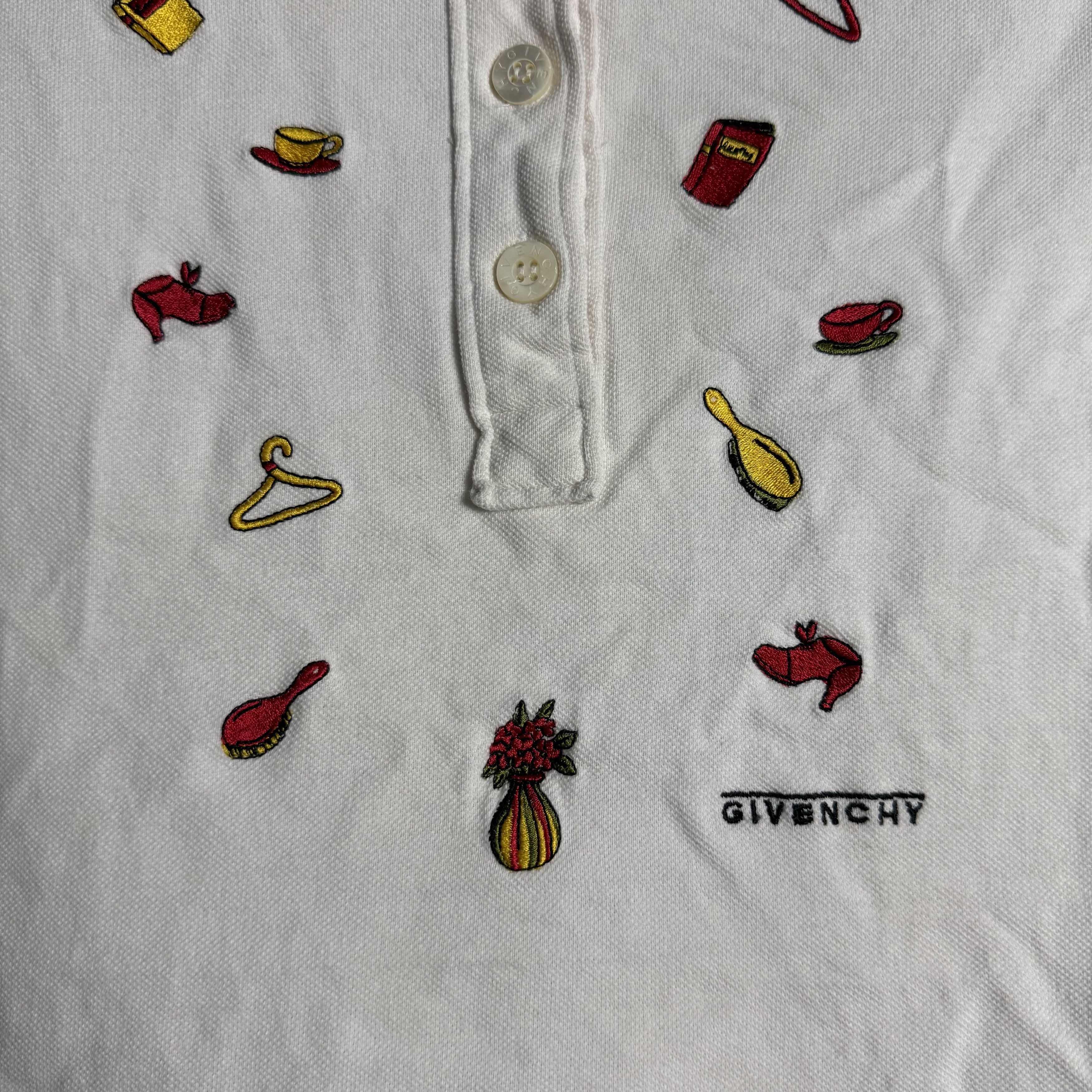 Givenchy 🔥RARE🔥Vintage Givenchy Life Embroidery Motifs Polo Shirt Size US M / EU 48-50 / 2 - 3 Thumbnail