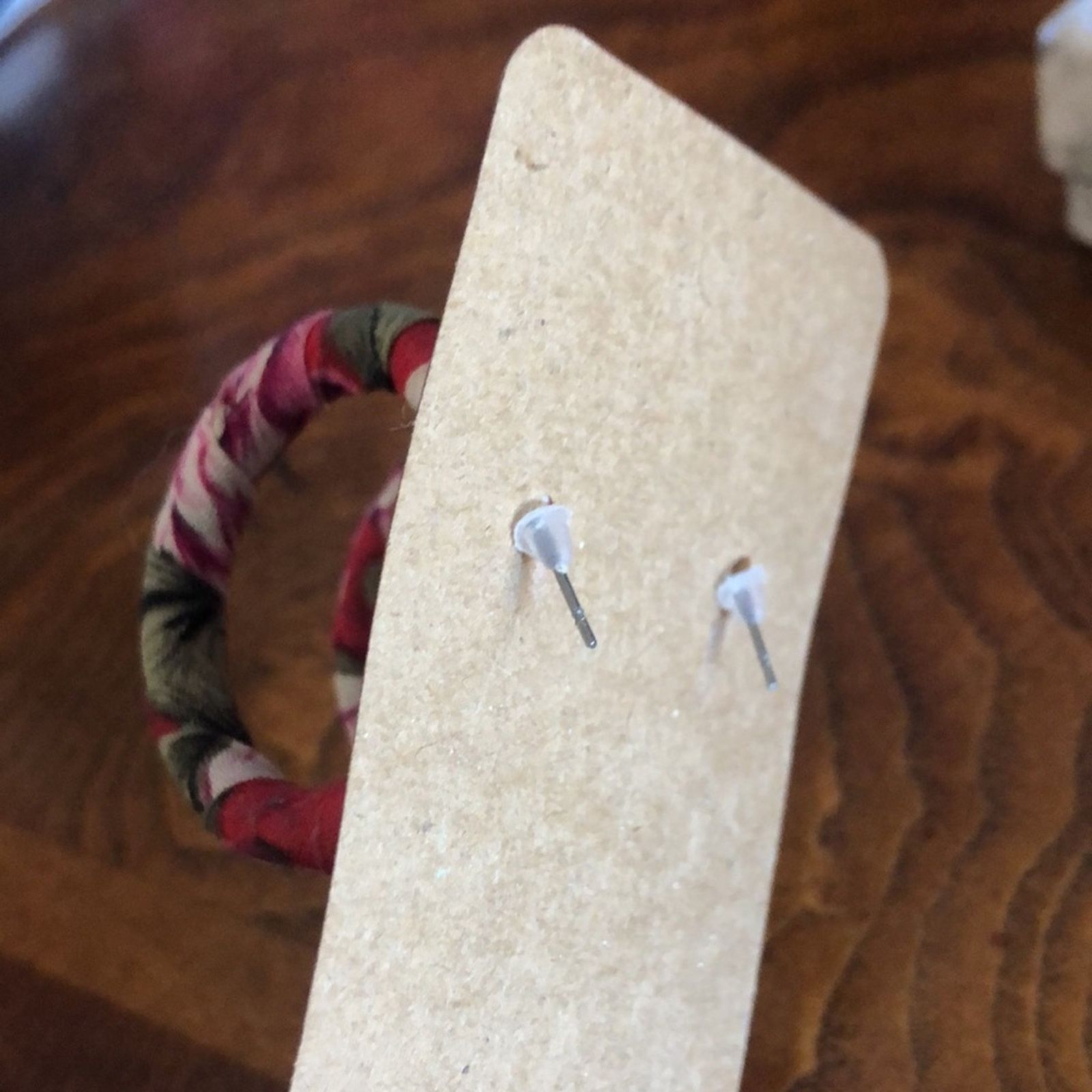 Handmade Hand crafted fabric covered hoop earrings Size ONE SIZE - 6 Thumbnail