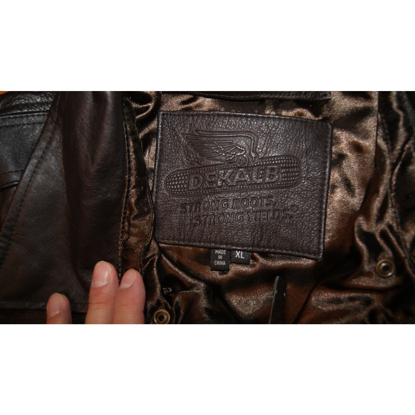 Vintage VTG Dekalb Seed Corn Roots Brown Leather Jacket Coat XL Size US XL / EU 56 / 4 - 3 Thumbnail
