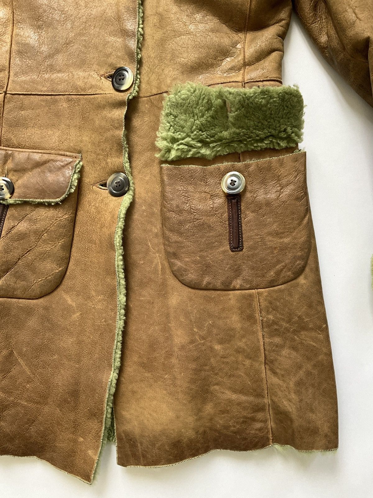 Vintage Vintage leather coat with green fur lining Size S / US 4 / IT 40 - 7 Thumbnail