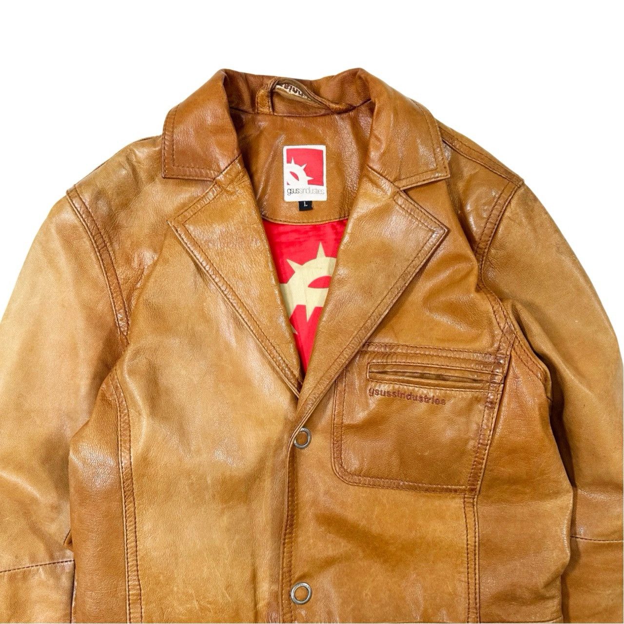 Vintage Vintage 00s Y2K Gsuss Industries Tan Leather Button Up Size US L / EU 52-54 / 3 - 2 Thumbnail