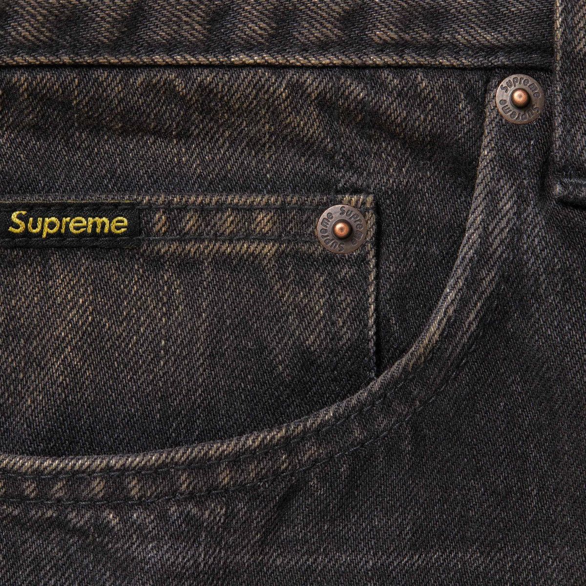 Supreme Supreme Distressed Loose Fit Selvedge Jeans 34 Washed Black Size US 34 / EU 50 - 3 Thumbnail