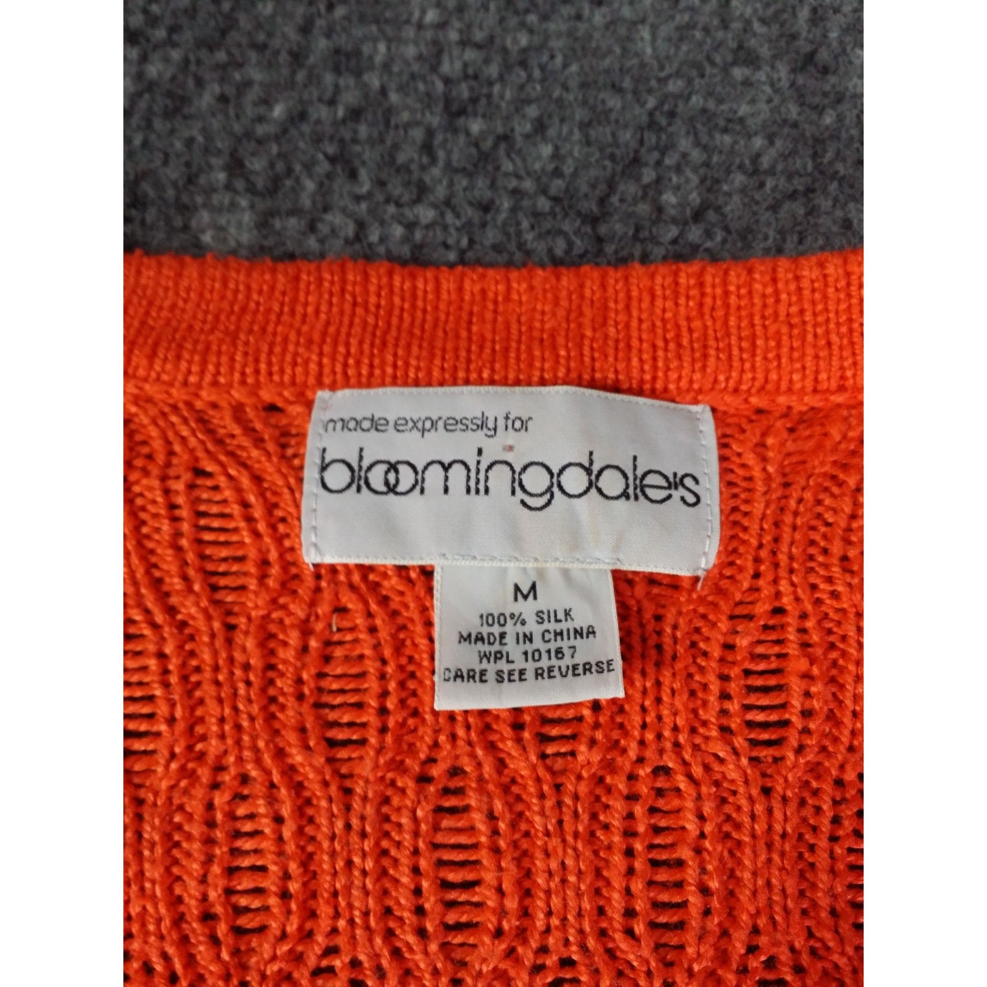 Bloomingdale's Bloomingdales V Neck Cable Knit Sweater Women Sz M Orange Si Size M / US 6-8 / IT 42-44 - 5 Thumbnail