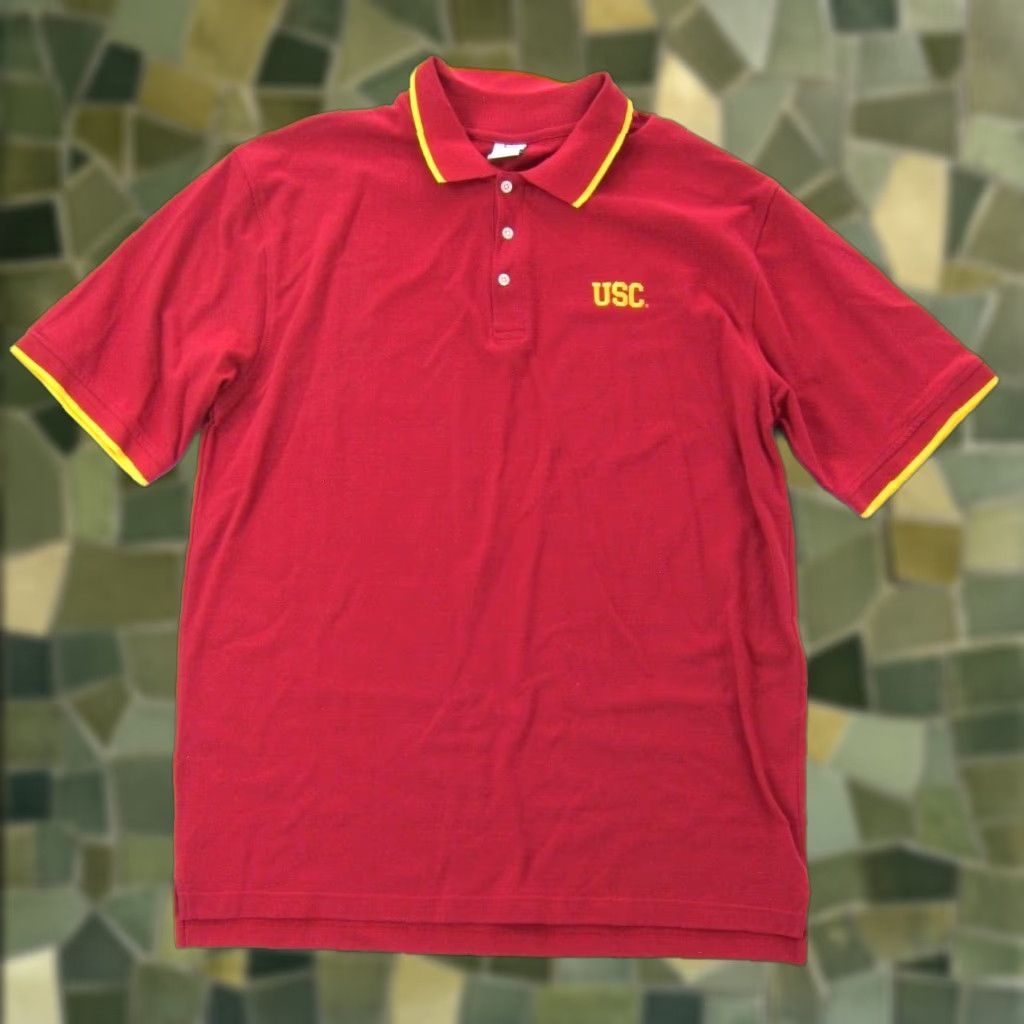 Vintage VINTAGE Campus Drive Polo Shirt Main Selling Point University Red XXXL Mens Polo Shirt USC California Embroidered Cotton Short Sleeve Button-Closure Size US XXL / EU 58 / 5 - 1 Thumbnail