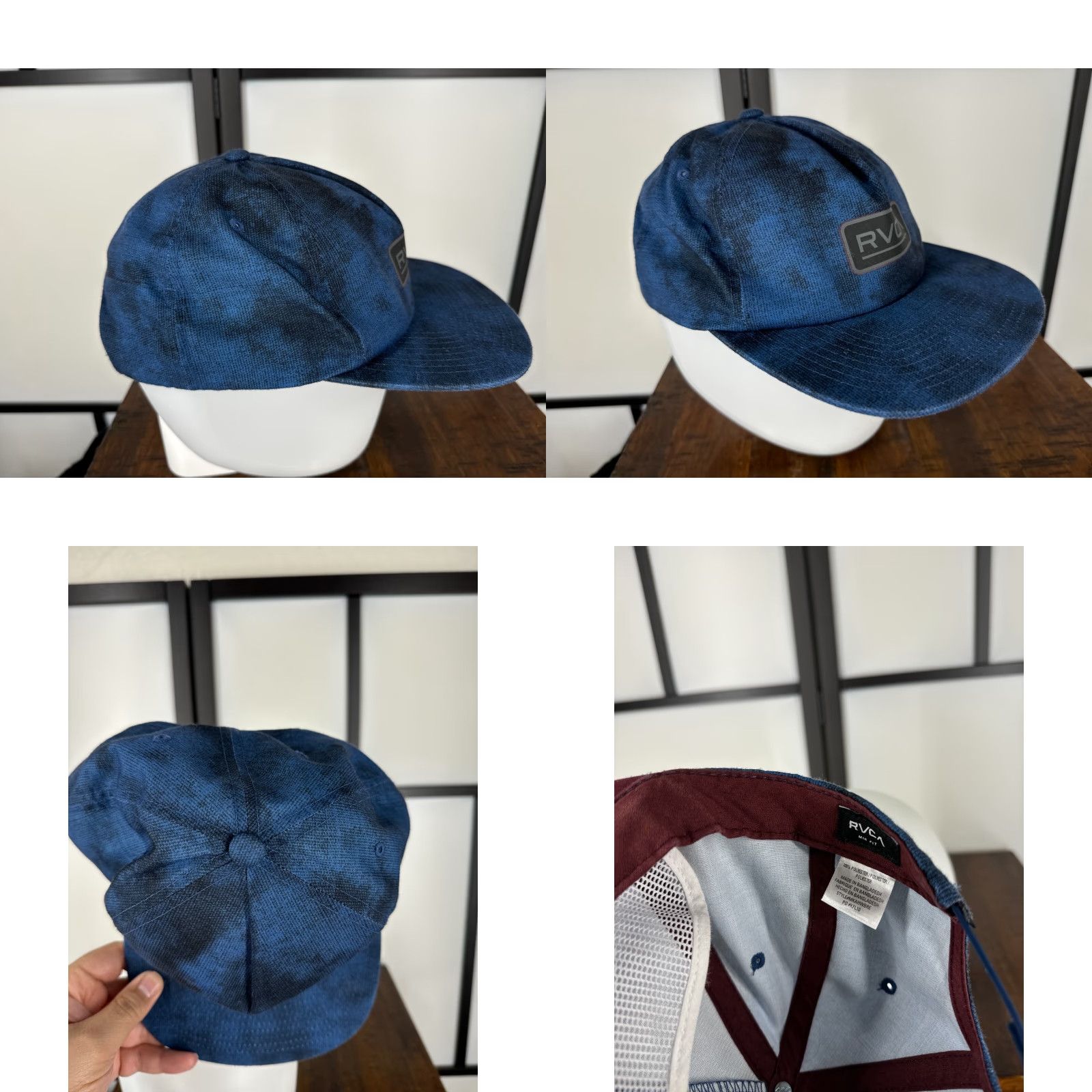 RVCA RVCA Hat Cap Snap Back Adult One Size Blue Denim Look Polyester Skate Surf Beach Mens Hats 90s Theme Adjustable Twill Solid Casual Size ONE SIZE - 8 Thumbnail
