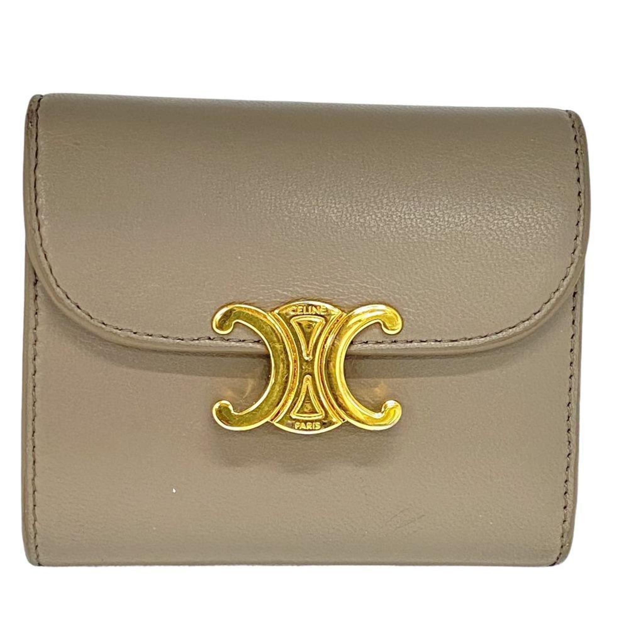 image of Celine Small Flap Wallet Triomphe Tri-Fold Grey Women's Z0006525