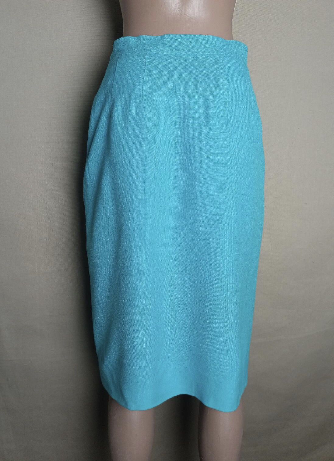 Celine × Vintage CELINE Paris Vintage 1980’s Wool Skirt Classic Blue Size 28" / US 6 / IT 42 - 7 Thumbnail