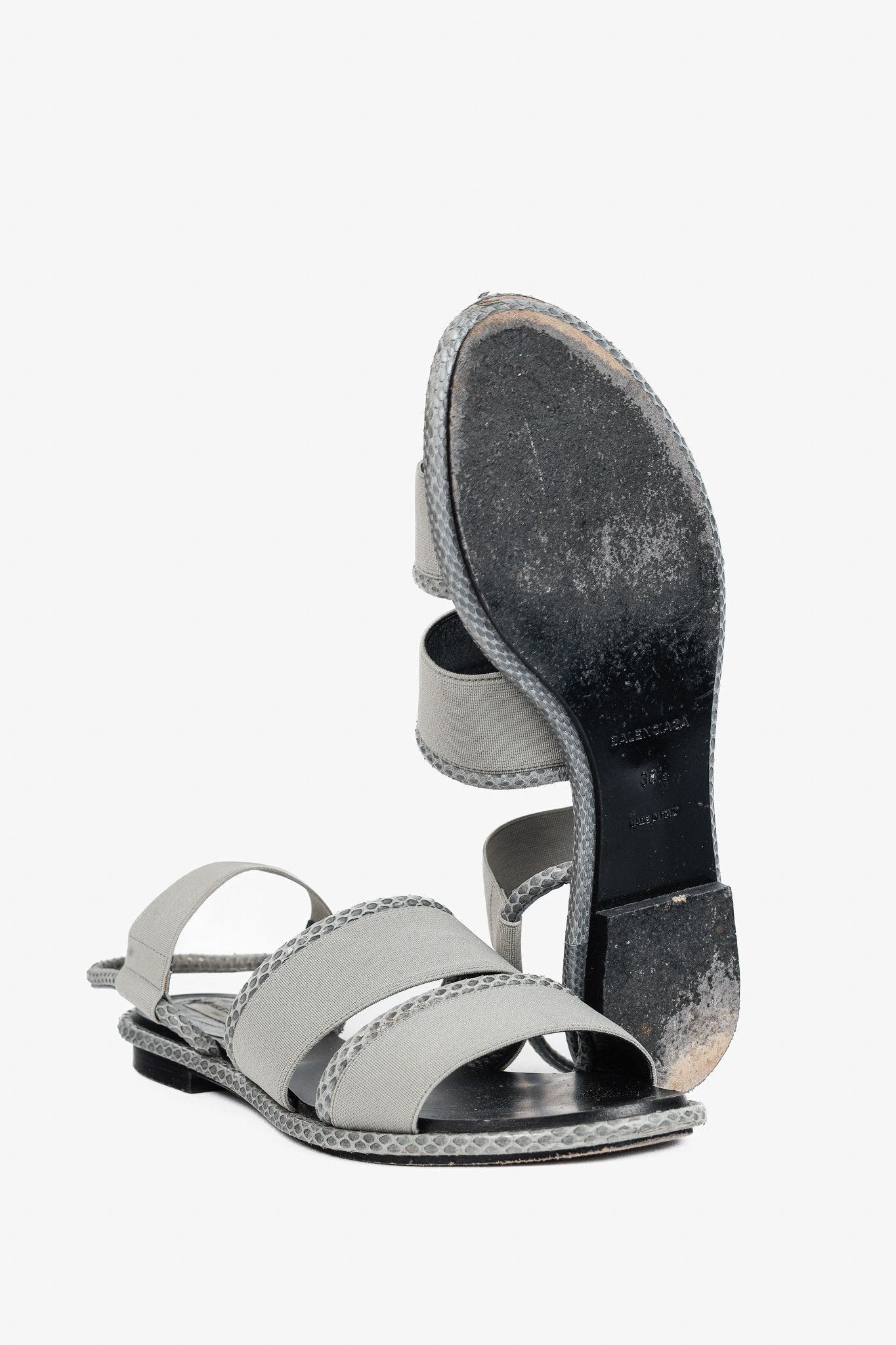 Balenciaga Balenciaga Elastic Snakeskin-Embossed-Trim Slingback Sandals Size US 7.5 / IT 37.5 - 4 Thumbnail