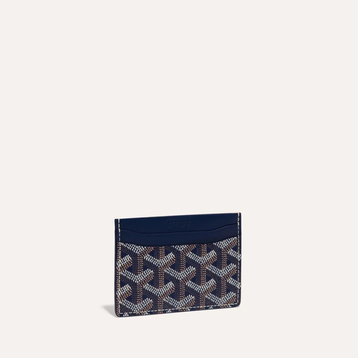 Pre-owned Goyard Wallet Saint Pierre Monogram Leather Bifold Long In Navy Blue