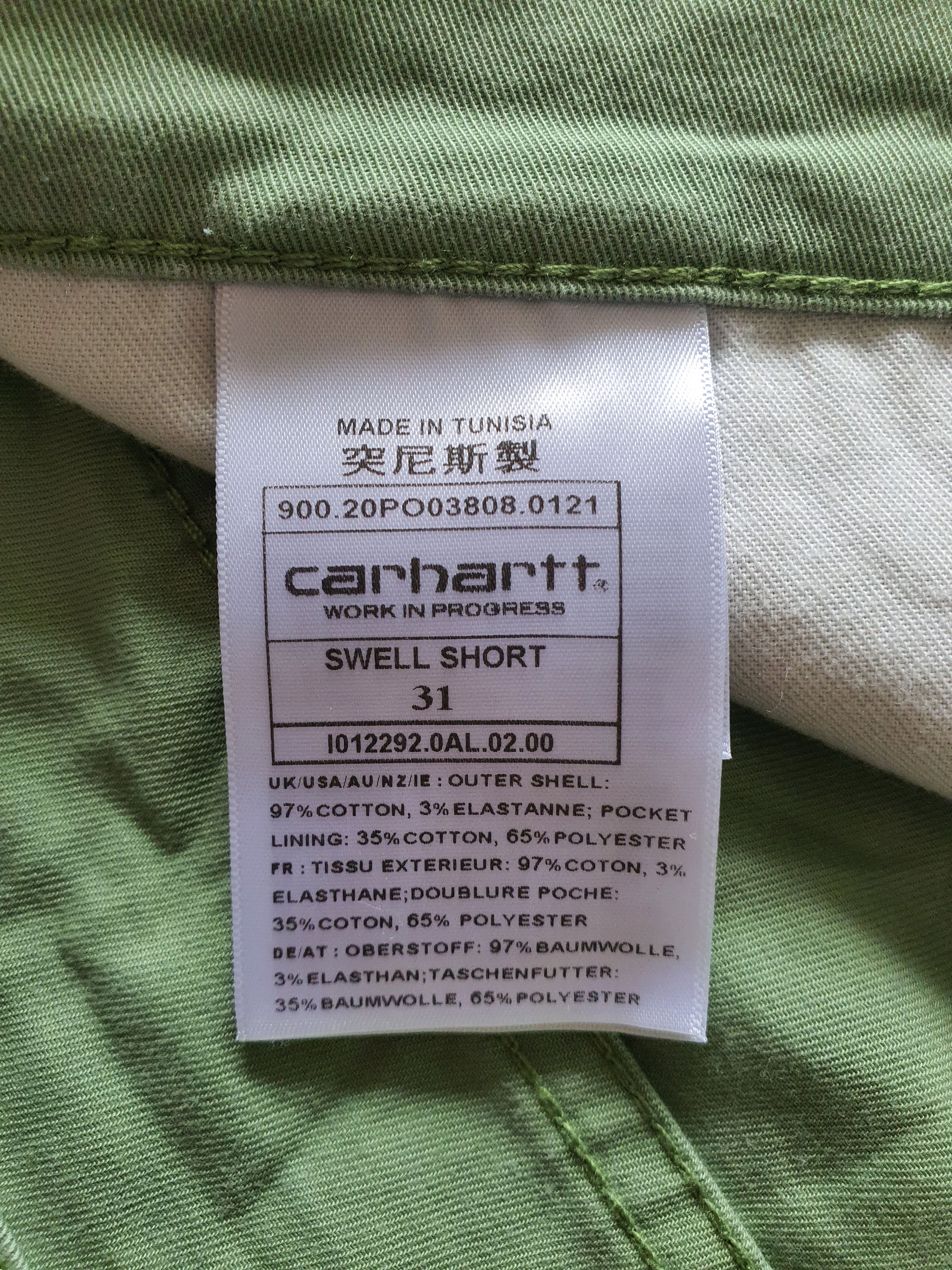 Carhartt Wip Shorts - Mod: SWELL SHORT - Faded Green - W31 Size US 31 - 6 Thumbnail