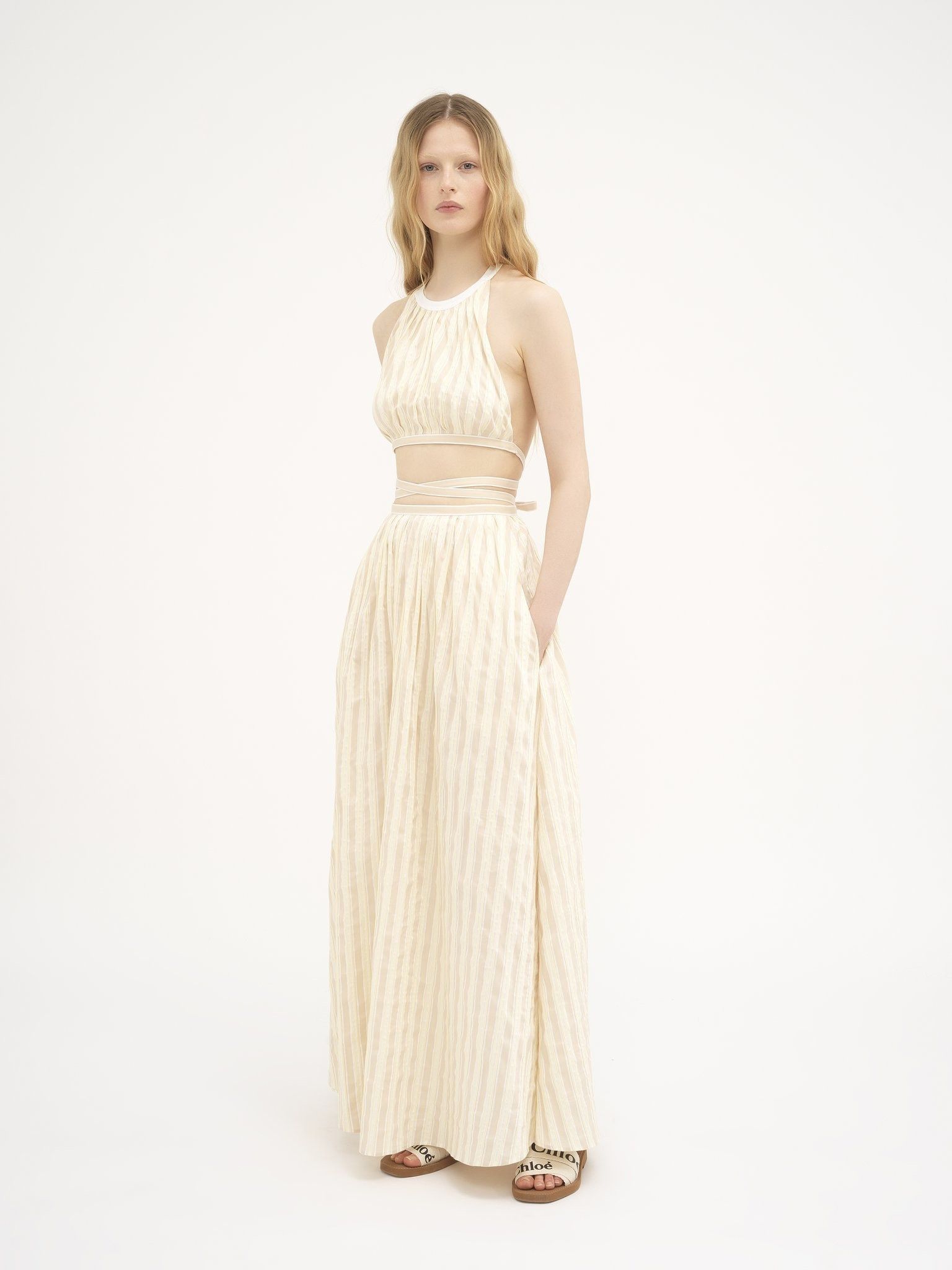 Chloe o1loc1c10425 Two-Part Backless Dress in Beige Multicolor Size S / US 4 / IT 40 - 4 Thumbnail