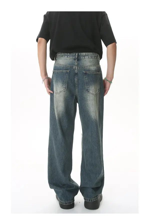 Japanese Brand Komuro x Kubo Distressed loose straight-leg ripped jeans Size US 32 / EU 48 - 4 Thumbnail