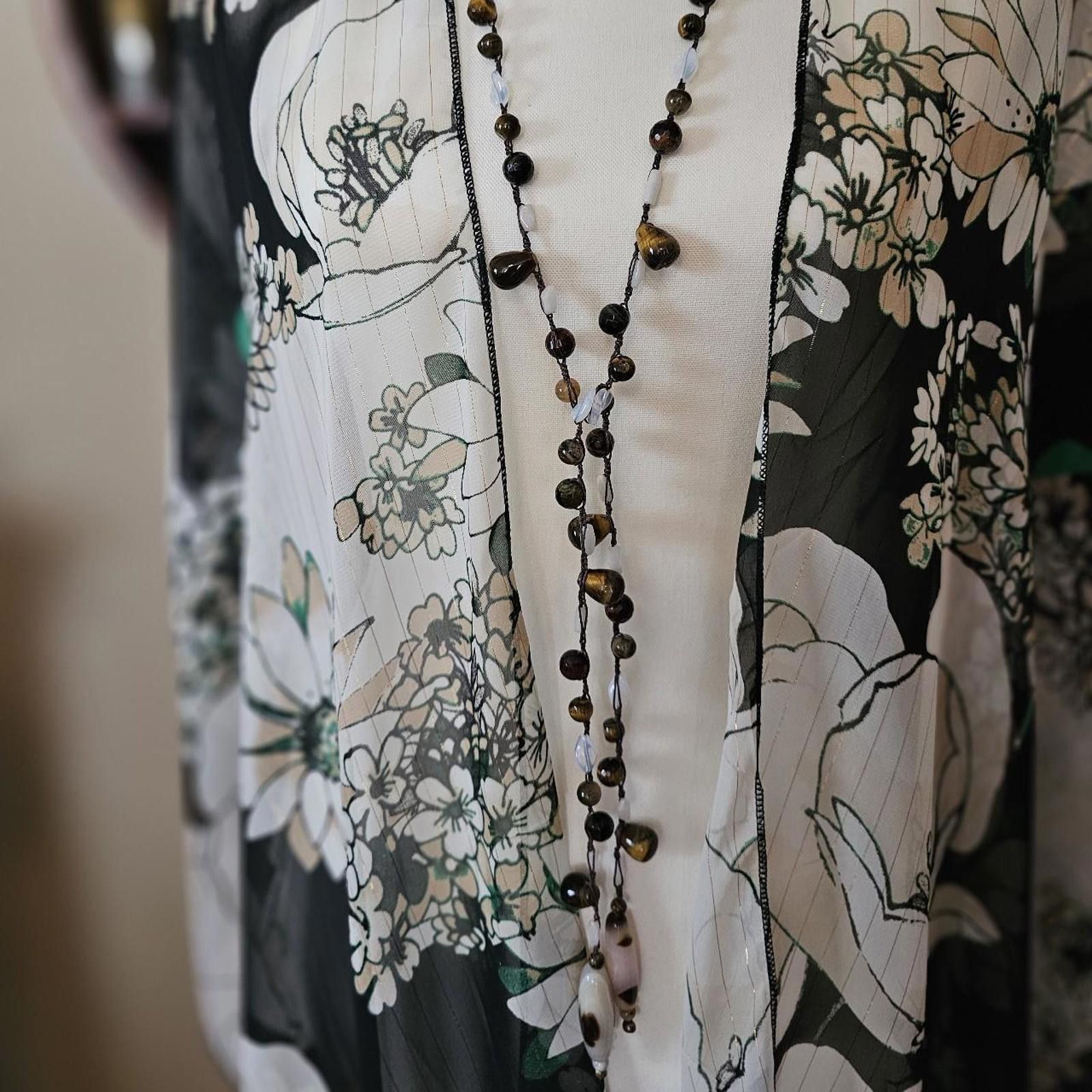 Designer Handmade Lariat Style Tiger's Eye Necklace Size ONE SIZE - 3 Thumbnail