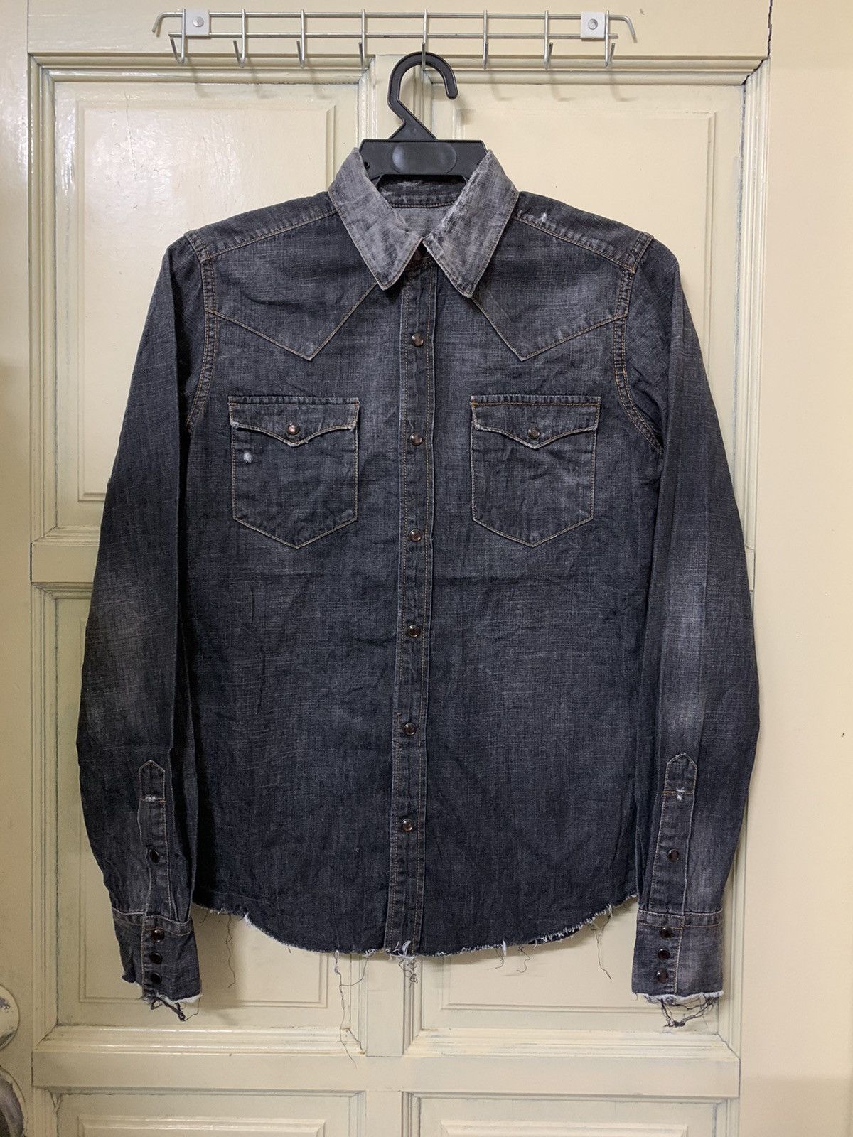 Ralph Lauren 💥Ralph Lauren Western Distressed Denim Black Size S / US 4 / IT 40 - 1 Thumbnail