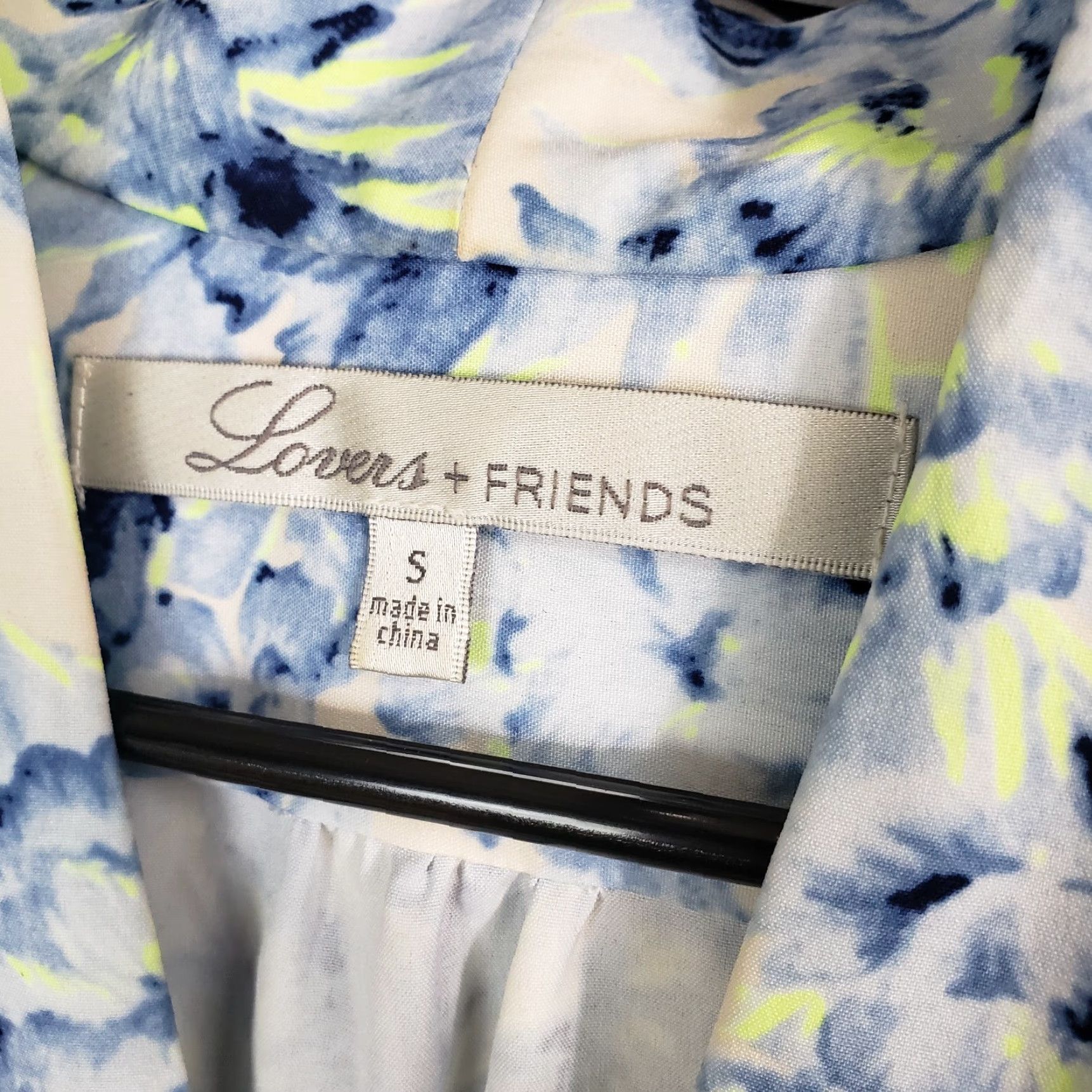 Vintage Lovers+Friends Womens Blouse S Blue Floral Long Sleeve V-Neck Shirt Size S / US 4 / IT 40 - 5 Thumbnail