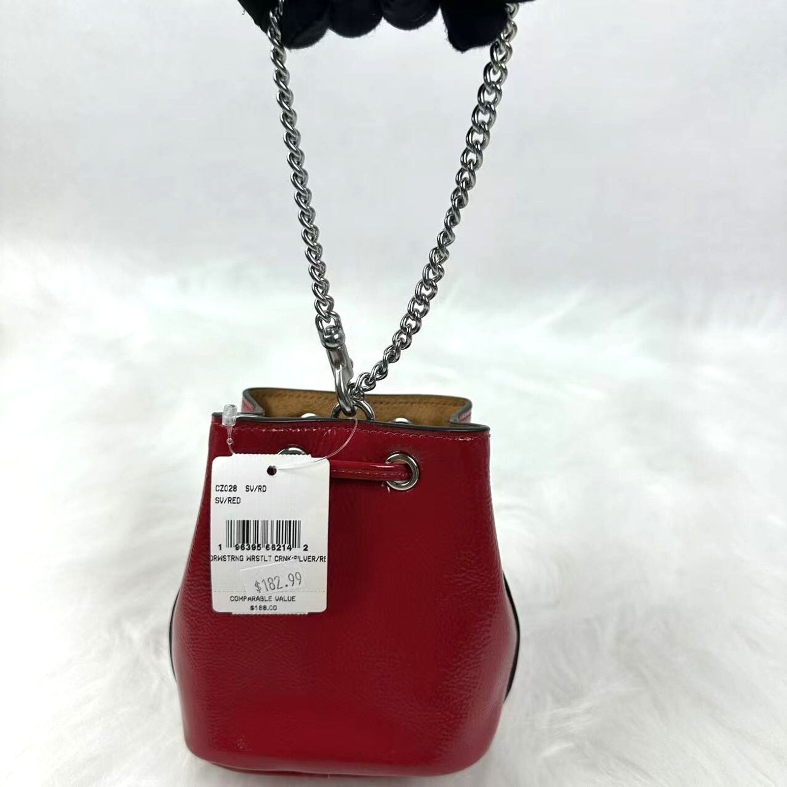 Coach Coach Drawstring Wristlet Pouch Bag in Leather/Silver /Red Size ONE SIZE - 2 Thumbnail