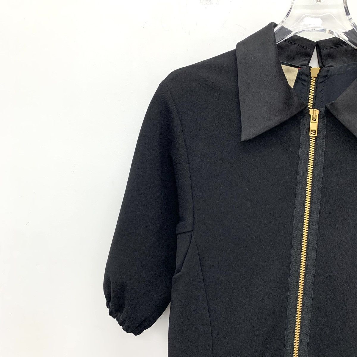 Gucci Gucci Black Lapel Puff Sleeve Zip Design Dress K26WX Size S / US 4 / IT 40 - 3 Thumbnail
