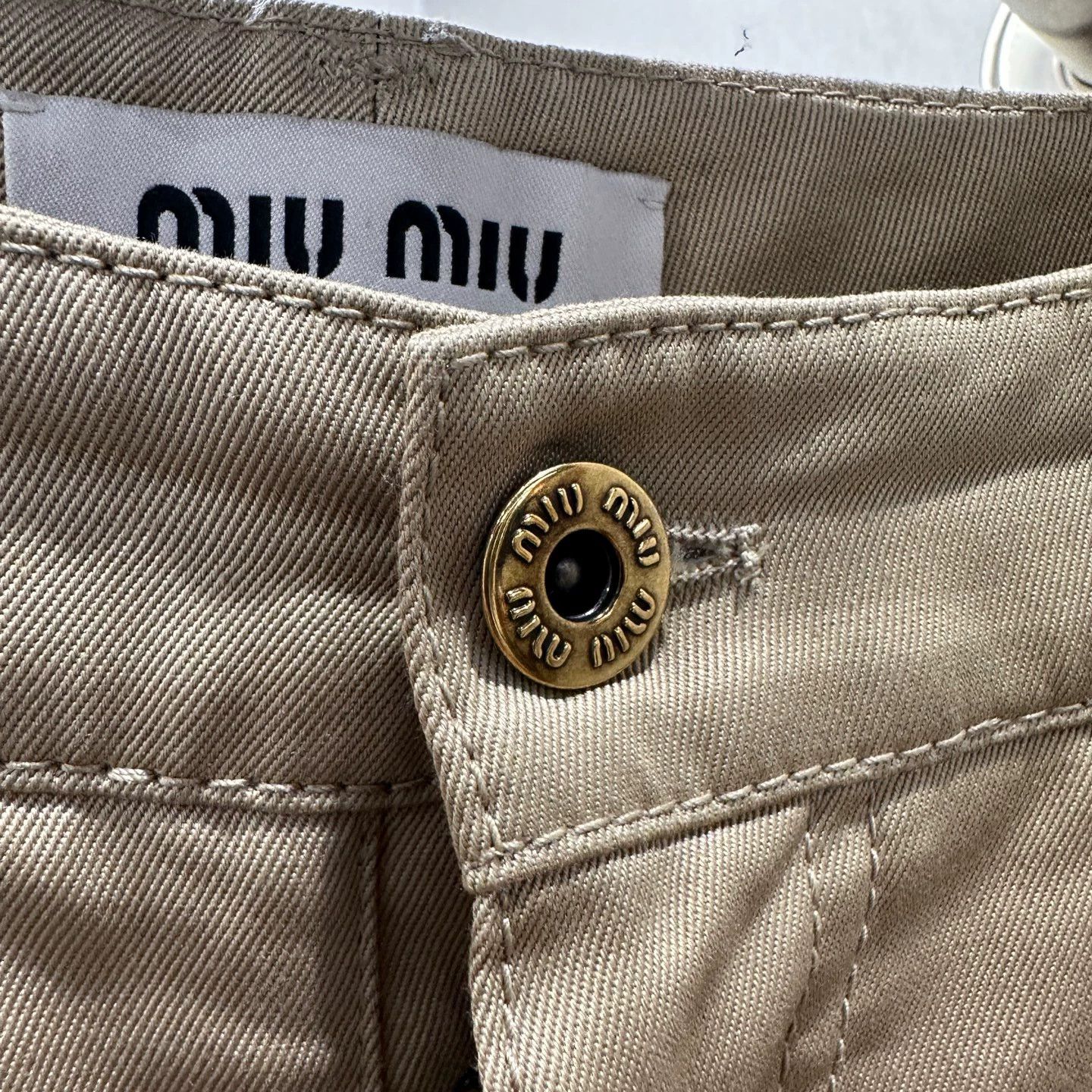Miu Miu MIU MIU khaki embroidered slogan cargo pants 36 Size US 36 / EU 52 - 6 Thumbnail