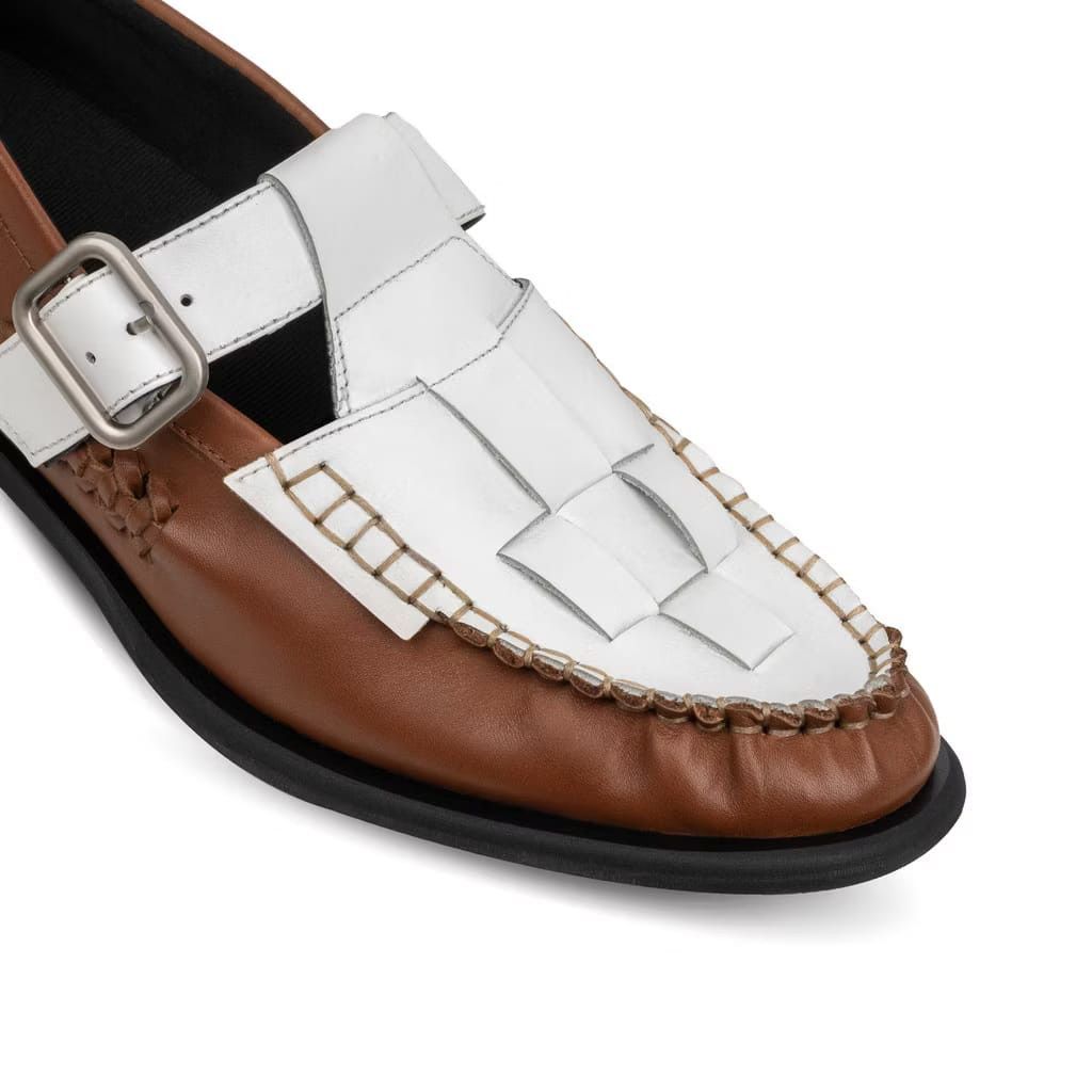 Genuine Leather Sauvage Sandal Loafer Shoes Leather Brown White Size US 9 / EU 42 - 4 Thumbnail