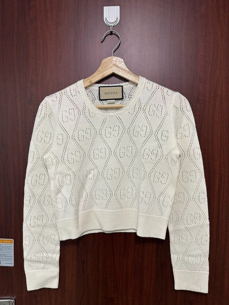 Gucci Gucci White hollow double G letter full print knitwear 2501 Size US XS / EU 42 / 0 - 1 Thumbnail
