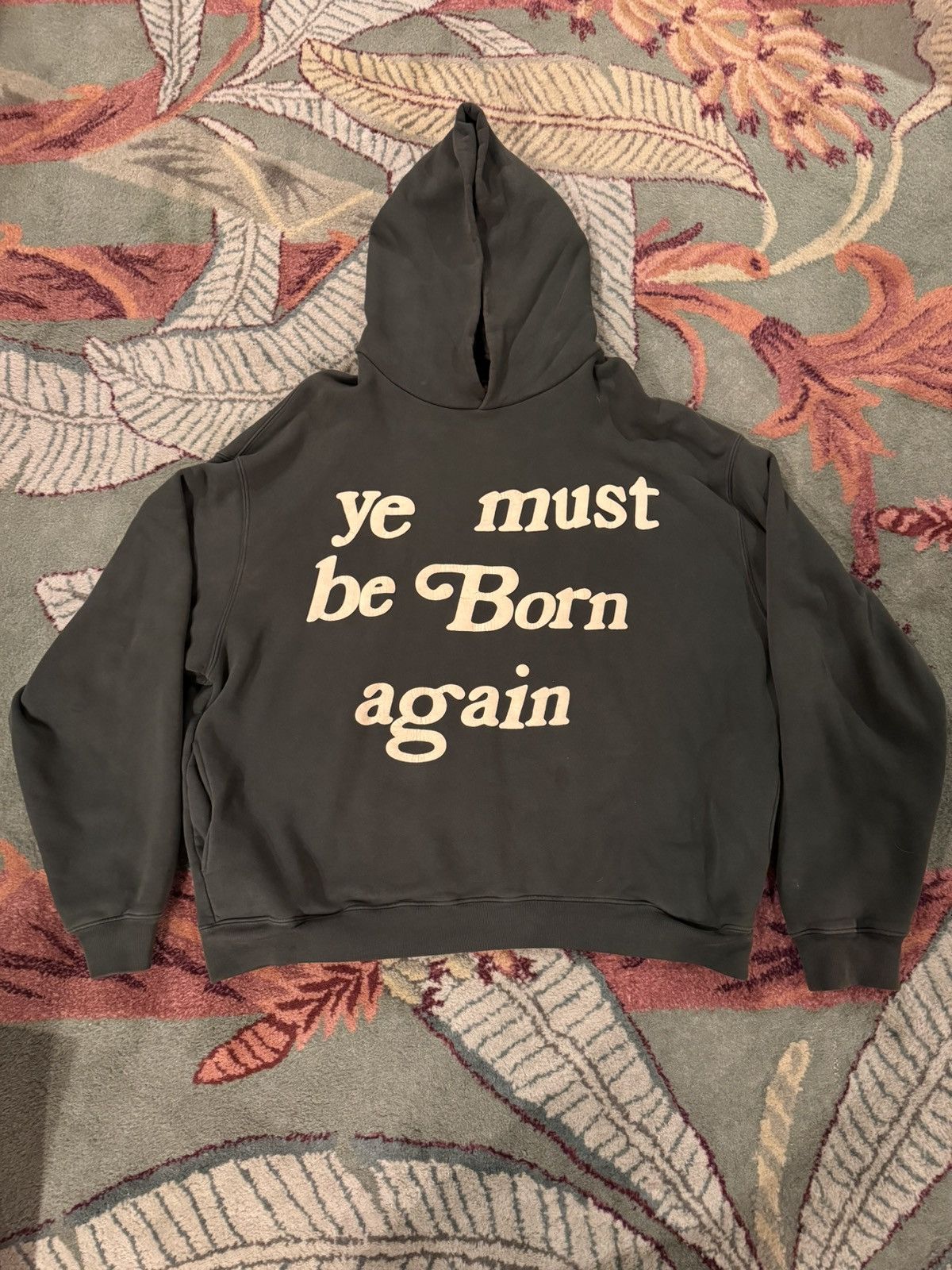 image of Cactus Plant Flea Market Cpfm Ye Must Be Born Again Hoodie in Green, Men's (Size XL)