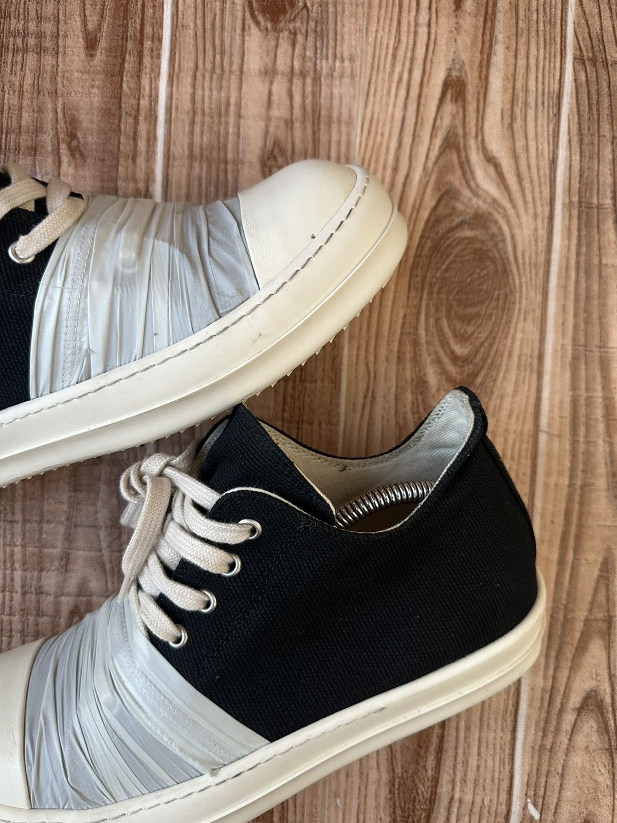Rick Owens Drkshdw Rick Owens Hustler Wrapped Ramones Black Milk Lowtops Size US 8.5 / EU 41-42 - 13 Thumbnail