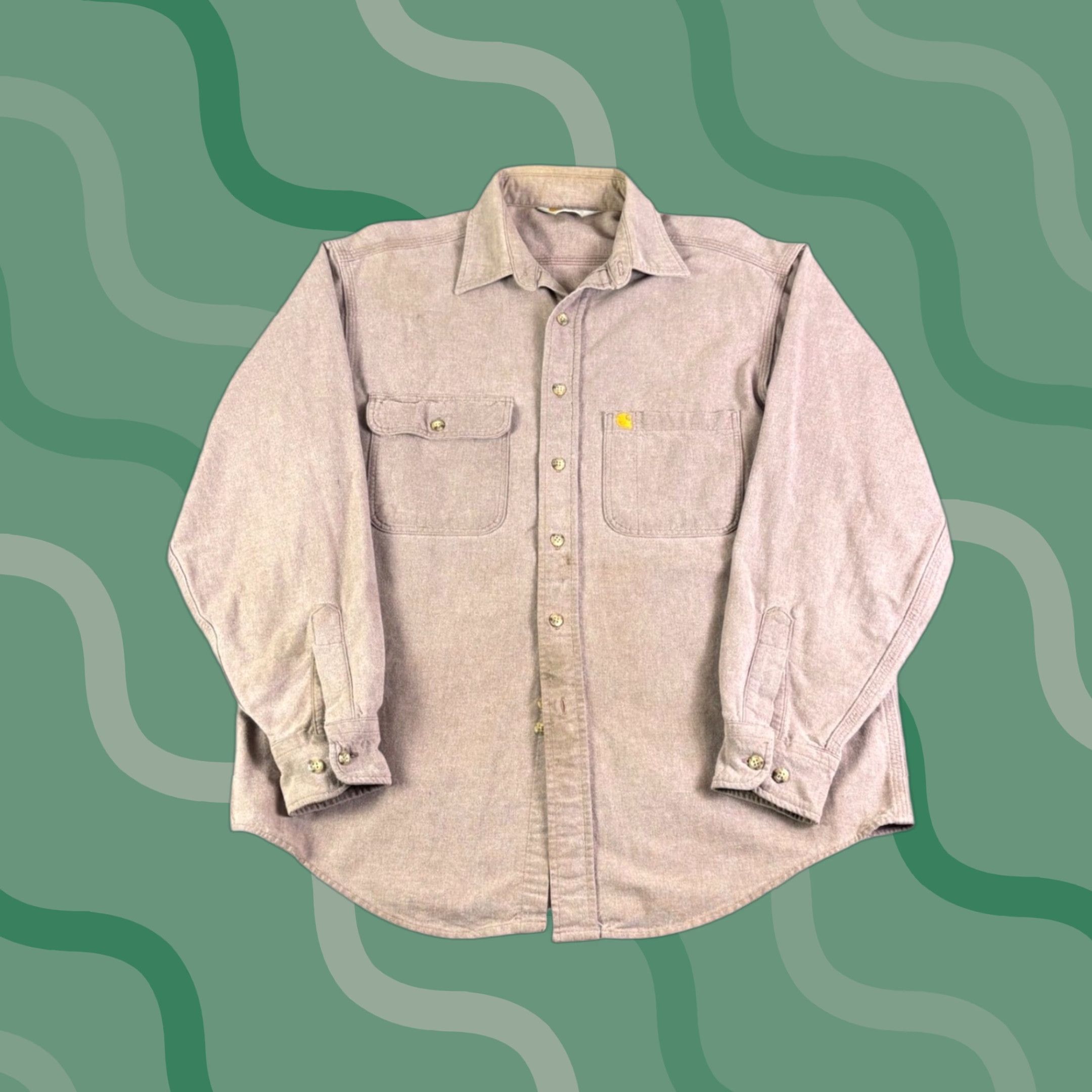 Carhartt Carhartt Shirt Mens L Purple Twill Heavyweight Button-Up Pocketed Western Casual Workwear 90s Size US L / EU 52-54 / 3 - 1 Thumbnail