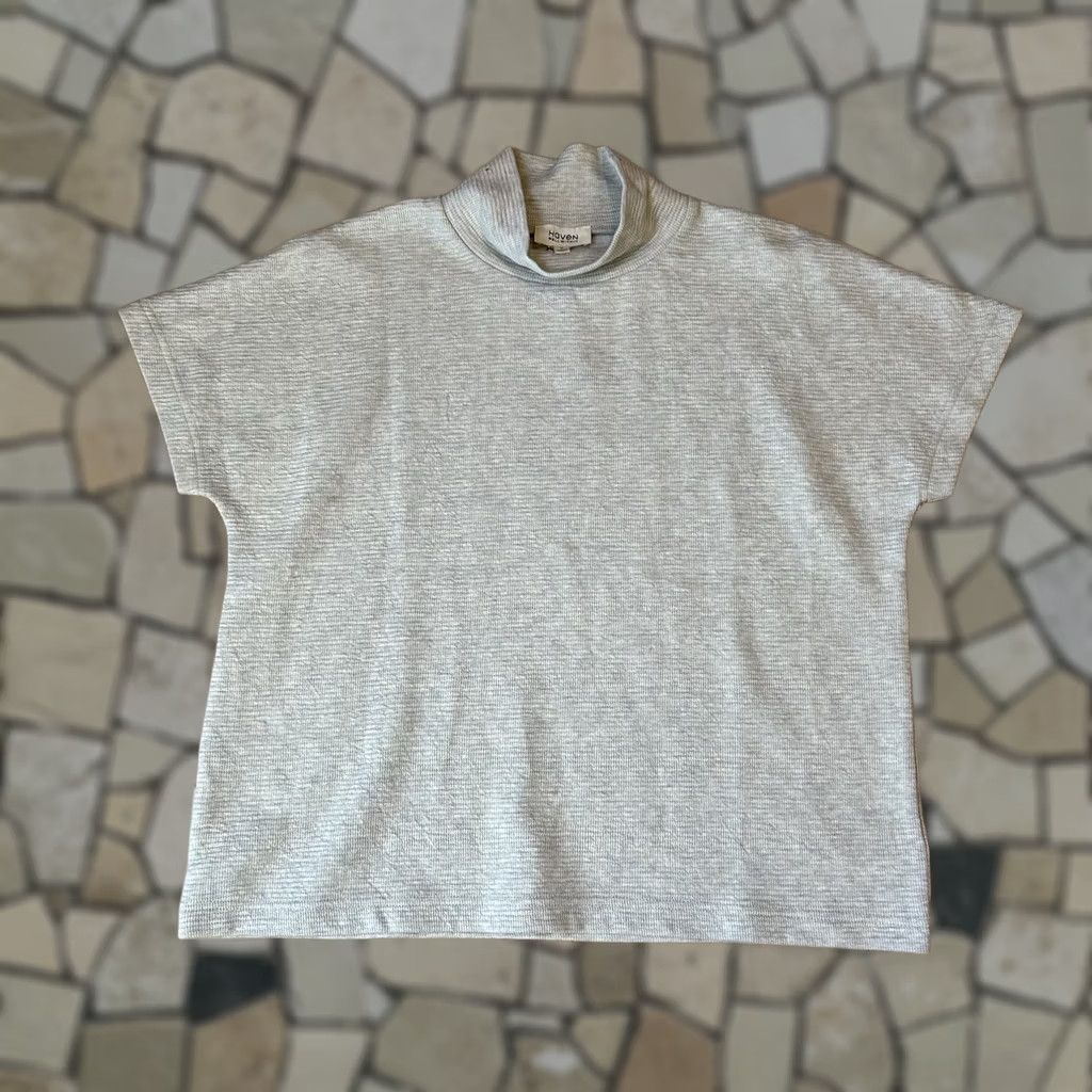 Vintage Haven Well Within Cozy Knit Mockneck Top Short Sleeve Women’s Small Ivory Cotton Polyester Spandex Knit Logo T-Shirt Vintage No Mens? Size S / US 4 / IT 40 - 1 Thumbnail