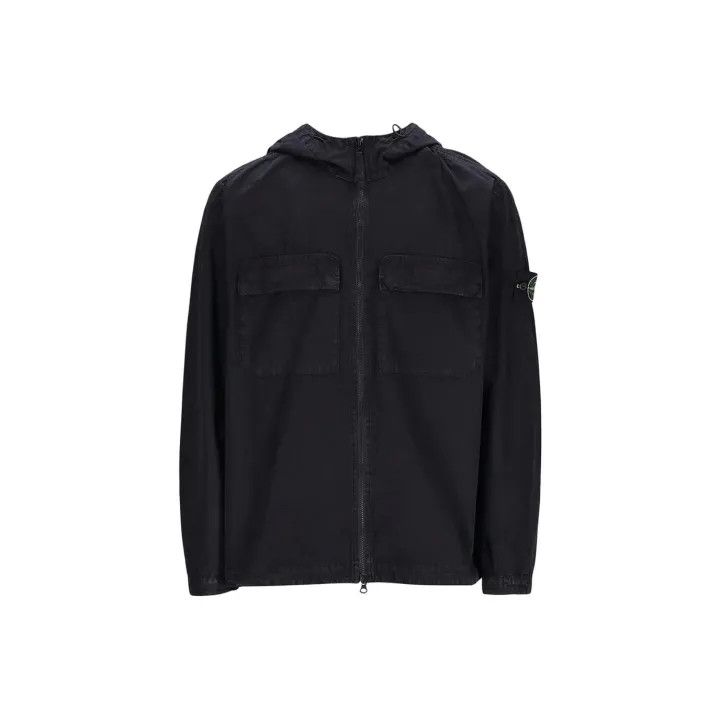 Stone Island Stone Island Black Hooded Zip Shirt Jacket Size US XL / EU 56 / 4 - 1 Thumbnail