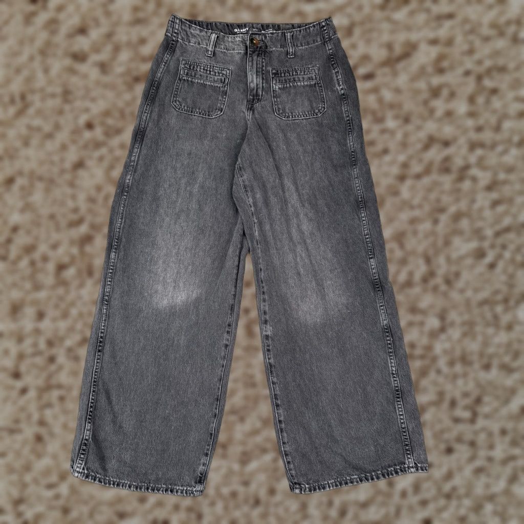 Old Navy Old Navy Jeans Womens 4 Adult 27x27 Black Denim Wide-Leg 90s Retro Distressed Pockets Regular Rise Womens Size 27" / US 4 / IT 40 - 1 Thumbnail
