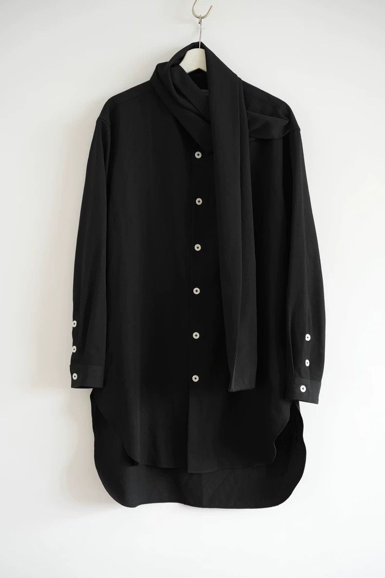 Yohji Yamamoto Yohji Yamamoto 19aw White Button Scarf Wool Shirt 2502-Next Size US M / EU 48-50 / 2 - 3 Thumbnail