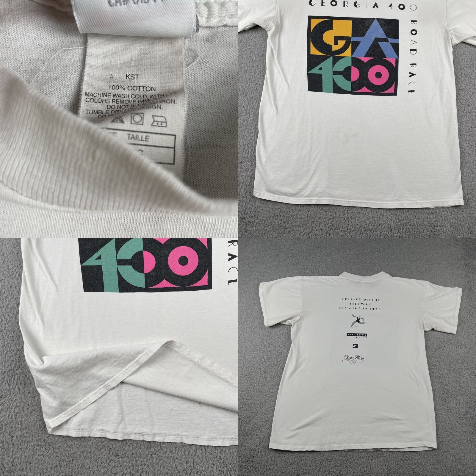 Nike VINTAGE Nike L White Shirt Mens 90s Georgia 400 Road Race 1993 Nike Town Atlanta Made In USA Size US L / EU 52-54 / 3 - 8 Thumbnail