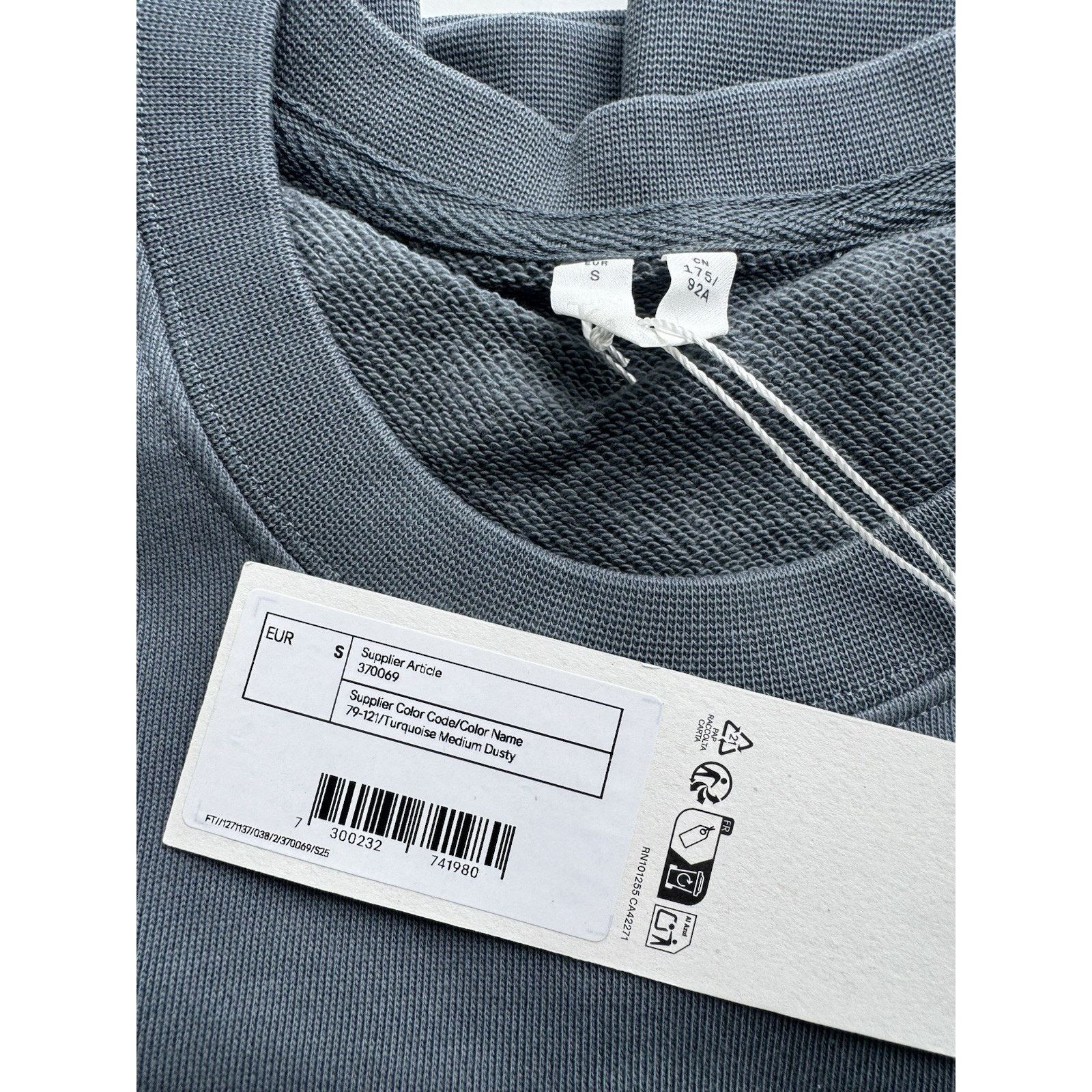 Arket Arket Sweatshirt Gray French Terry Organic Cotton Crew Neck Size US S / EU 44-46 / 1 - 3 Thumbnail