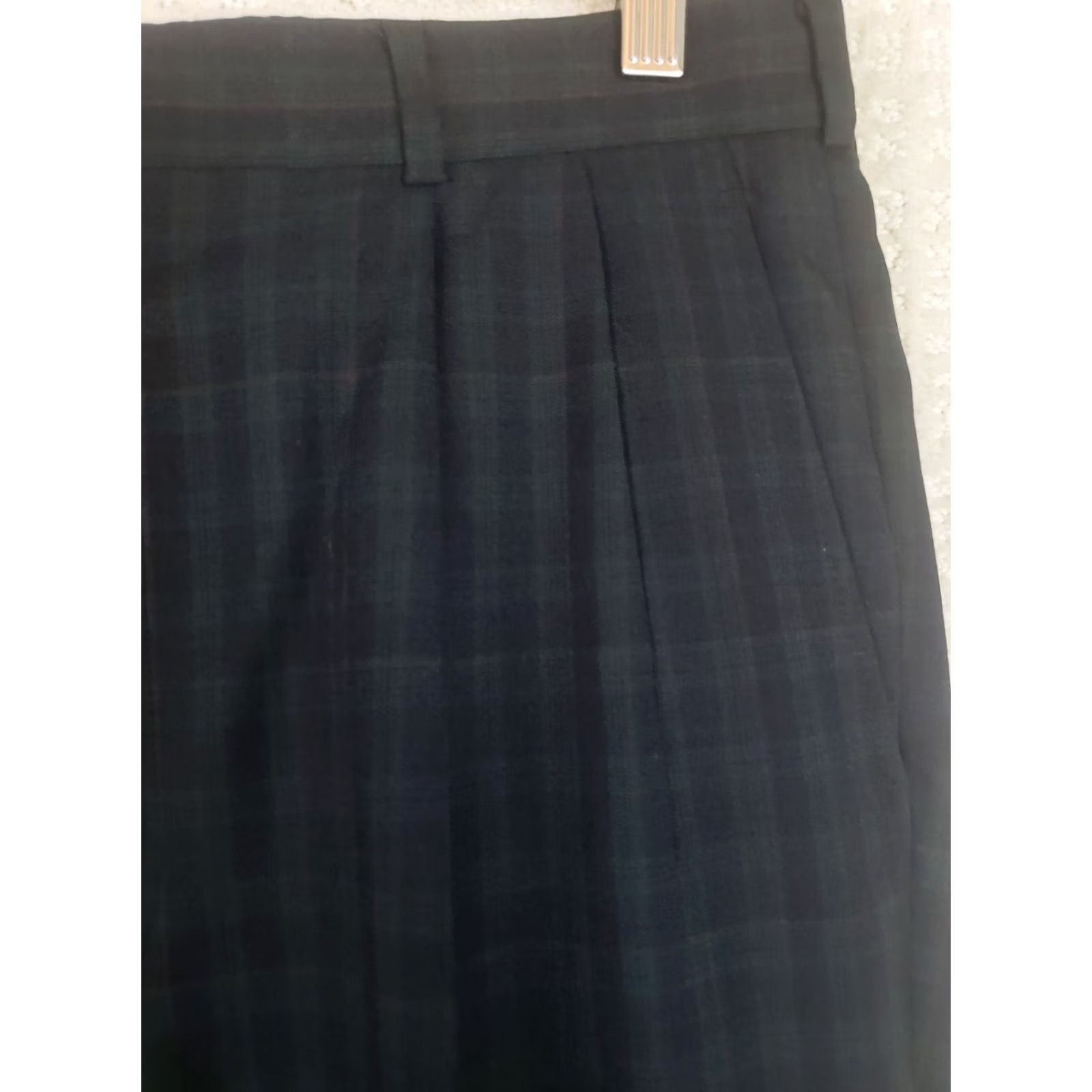 Vintage Mens Corbin Scottish Tartans Pants Green Blue Plaid Wool Casual Flat Front Straight Leg 32X27.5" Size US 32 / EU 48 - 7 Thumbnail