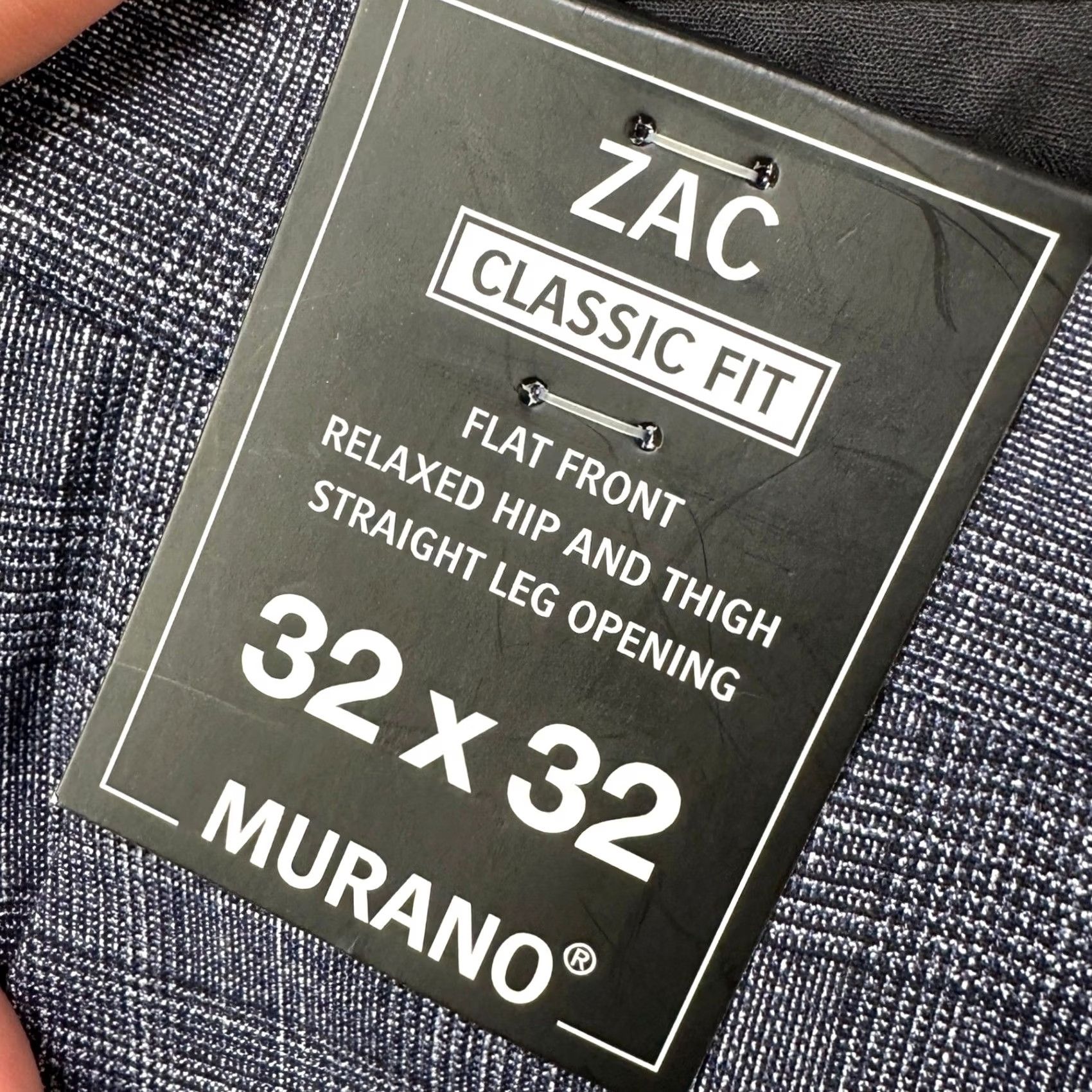 Murano Murano Zac Fit Mens 32X32 Dress Pants Navy Blue Plaid Flat Front Authentic NEW Size US 32 / EU 48 - 6 Thumbnail