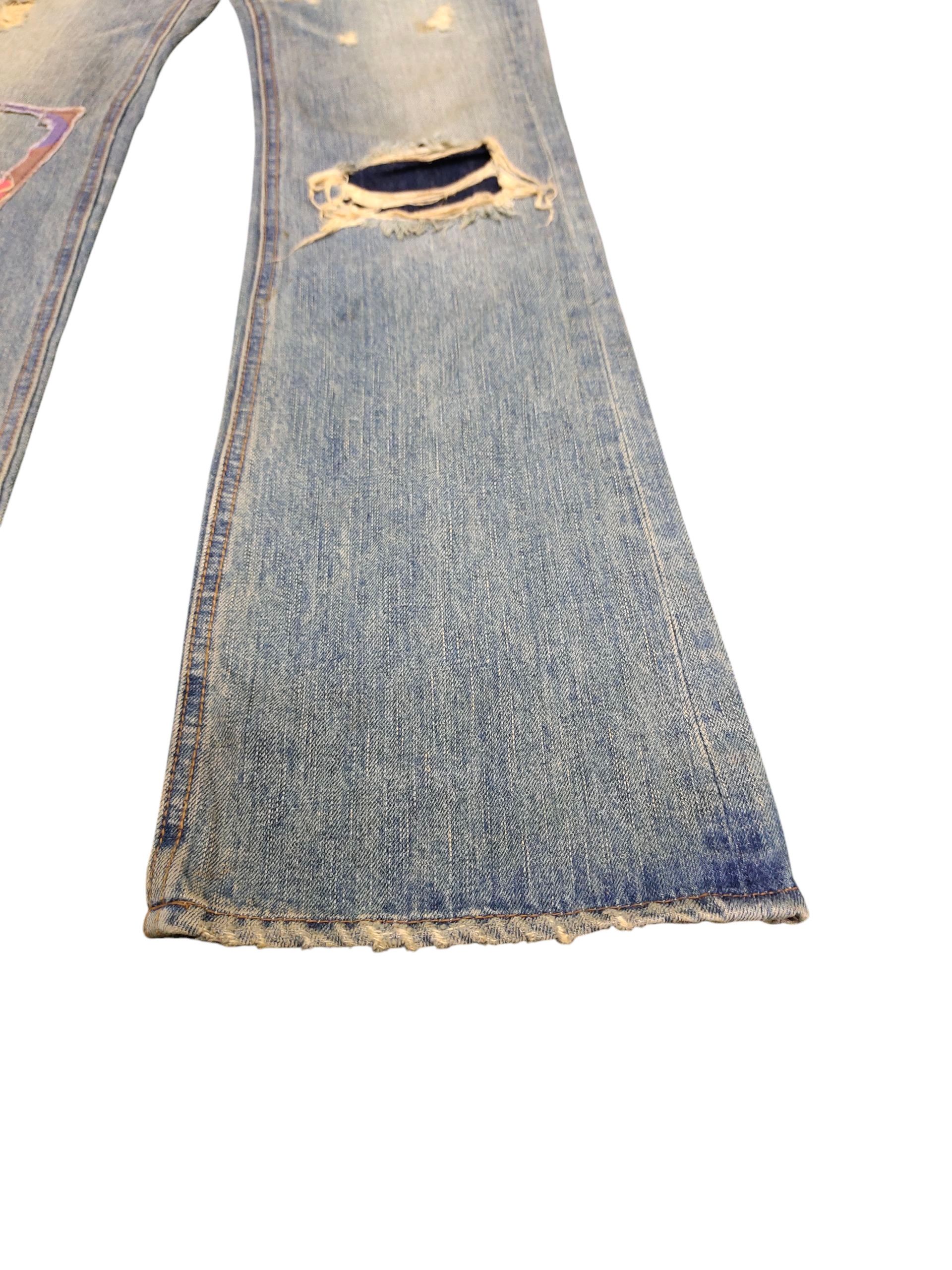 If Six Was Nine Flare Jeans Bonds & Peace Patchwork Distress Denim Bootcut Size US 31 - 5 Thumbnail
