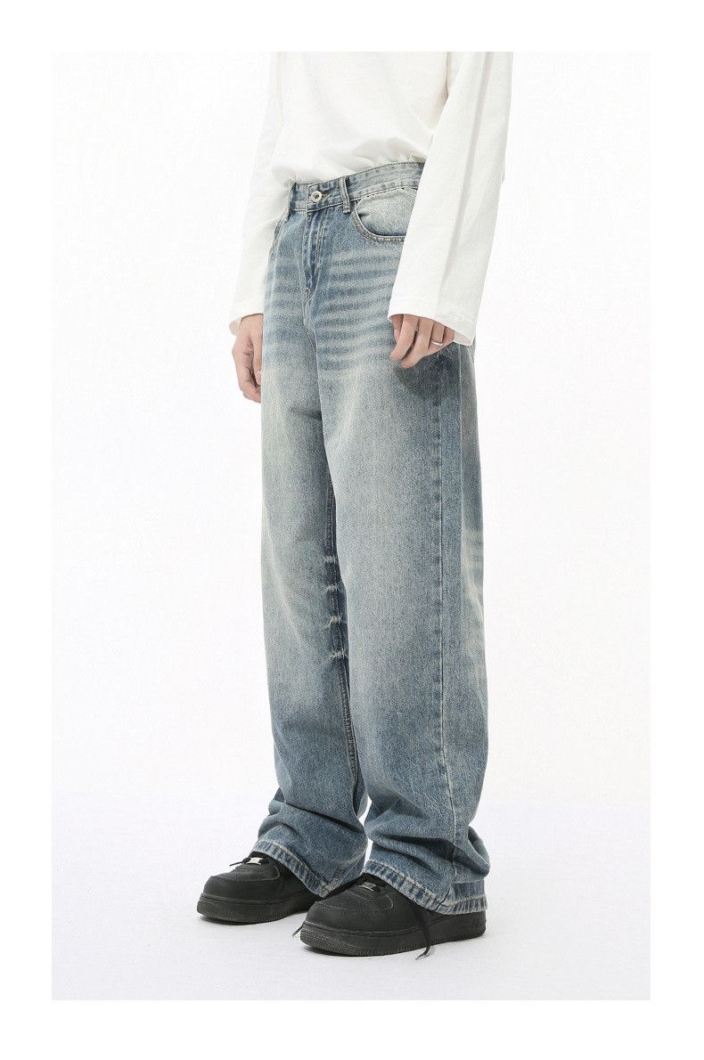 Vintage Men's Japanese Retro Loose Straight Washed Distressed Jeans Size US 32 / EU 48 - 3 Thumbnail