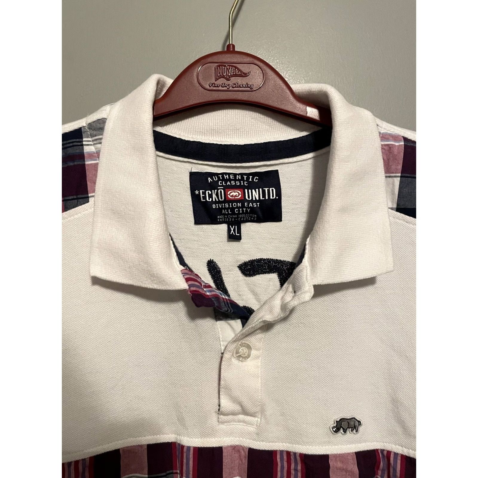 Ecko Unltd. VINTAGE Ecko Unltd Polo Shirt Mens XL White Embroidered Plaid Y2K Rugby Grunge 90s 00s Size US XL / EU 56 / 4 - 3 Thumbnail