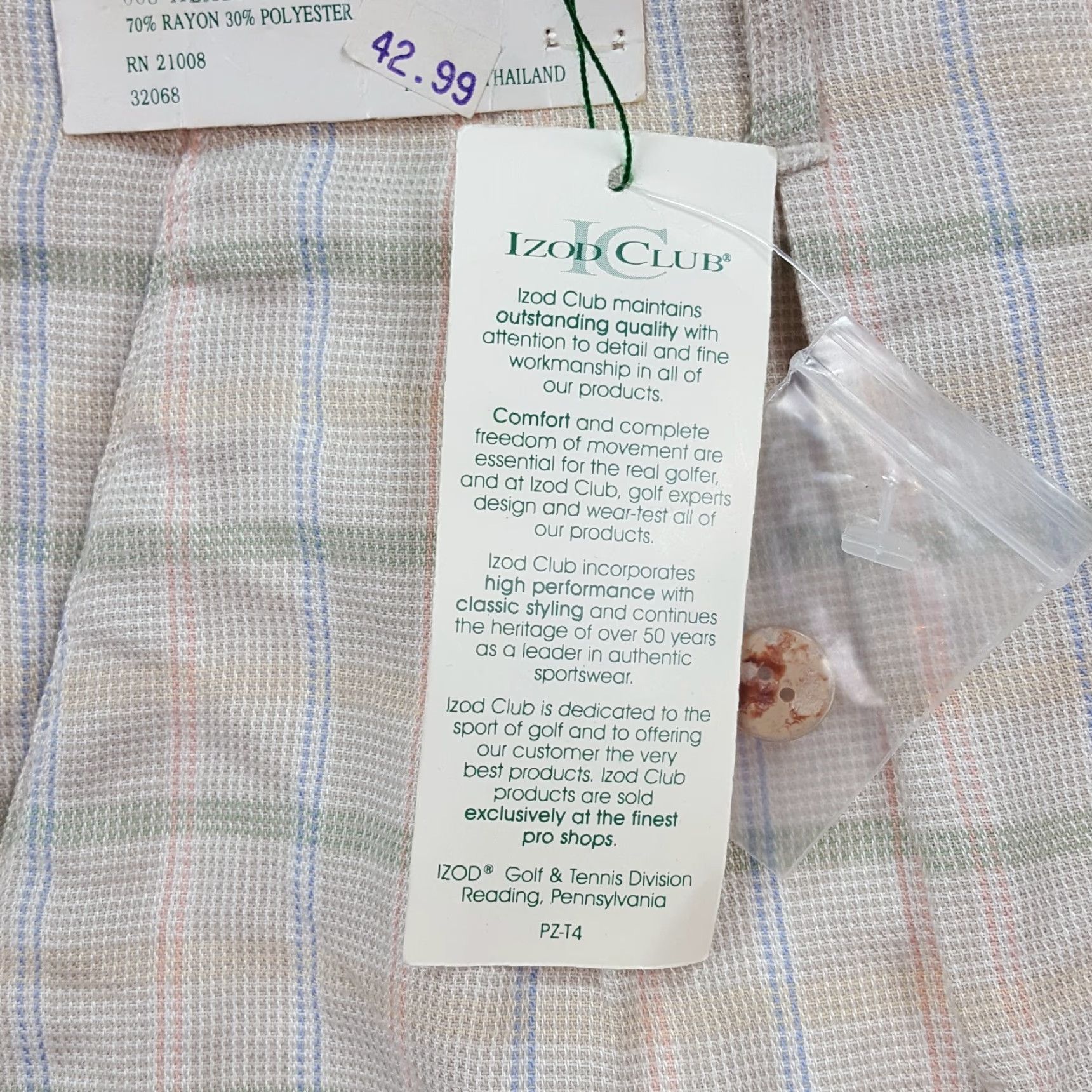 Izod IZOD Club Pleated Front Beige Plaid Women's Size 10 Retro Outdoor Shorts Chino Tennis Preppy Size 29" - 5 Thumbnail
