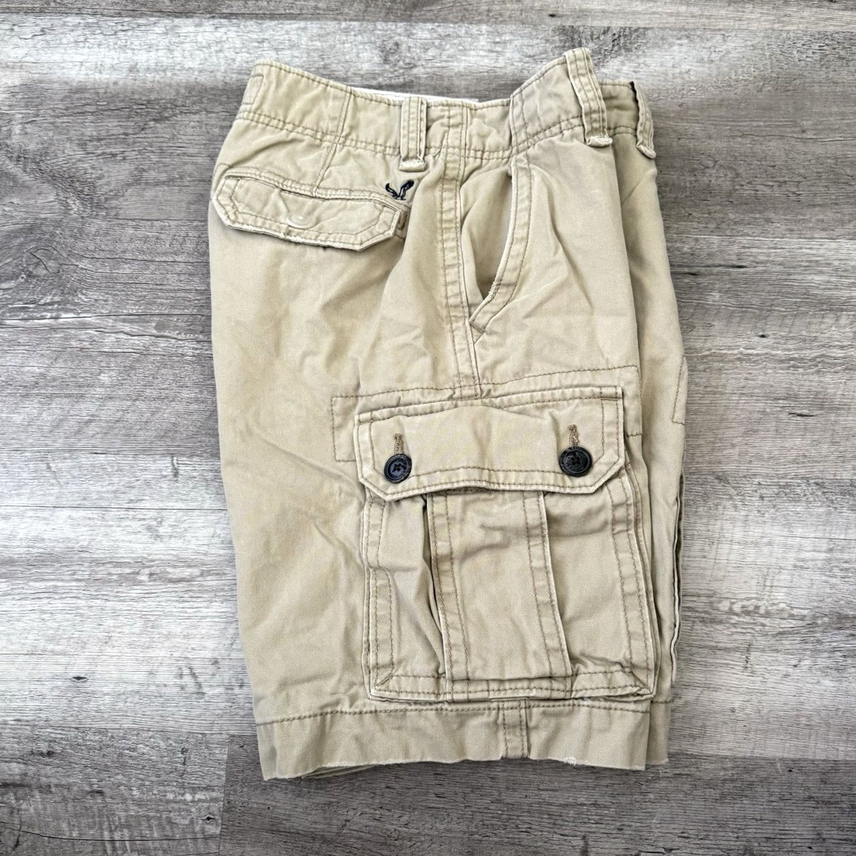 American Eagle Outfitters American Eagle Cargo Shorts Mens 26 Khaki Tan 100% Cotton Casual Size US 26 / EU 42 - 6 Thumbnail