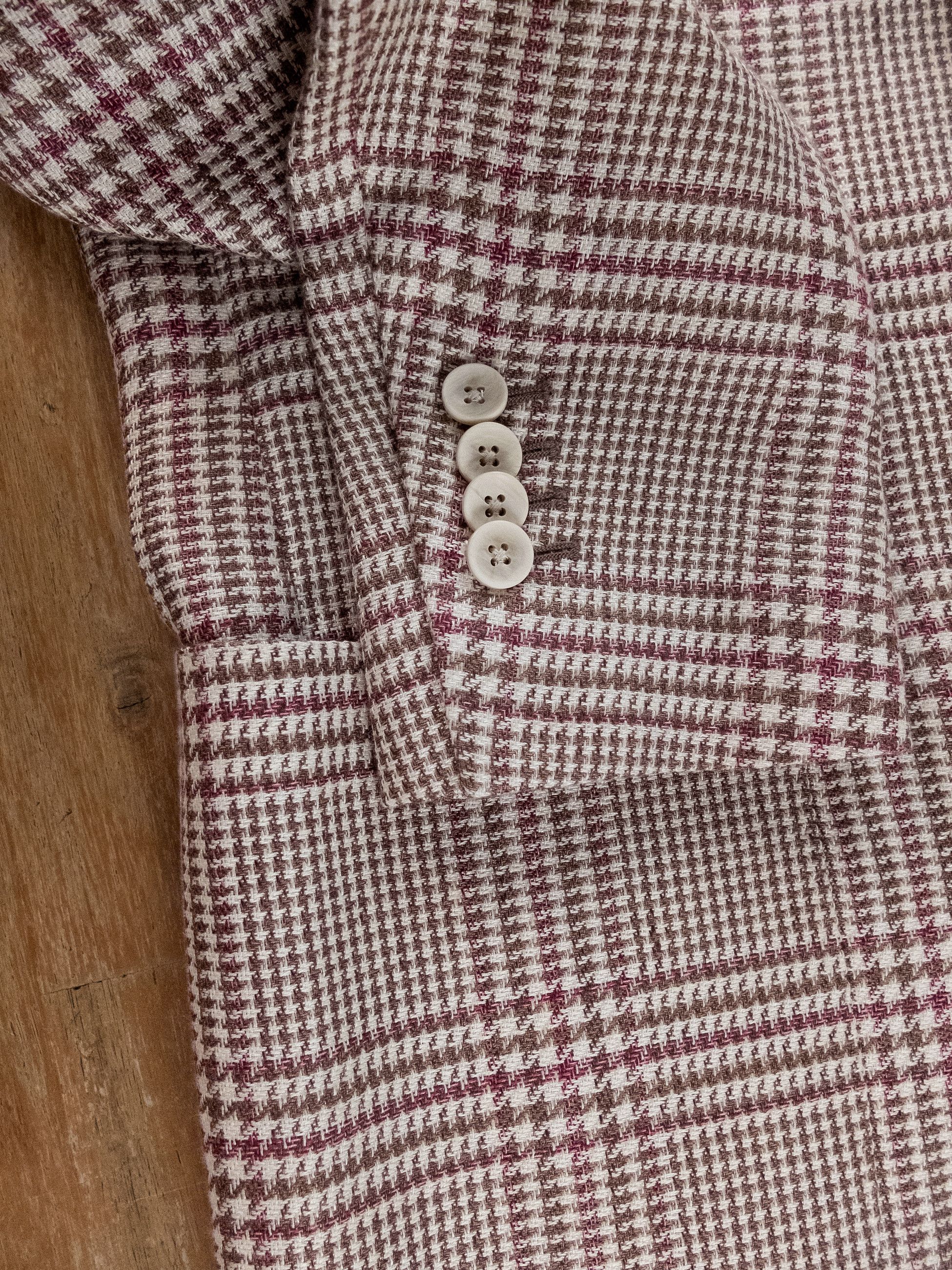 Lardini LARDINI beige glen plaid cotton linen sportcoat 38 48 Size 38R - 5 Thumbnail