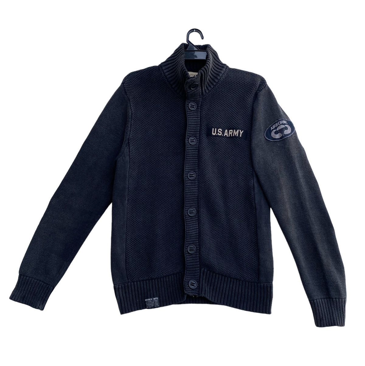 image of VTG 90's Avirex Armed Force Cardigan Knit Jacket Type Airbone in Black, Women's (Size Large)