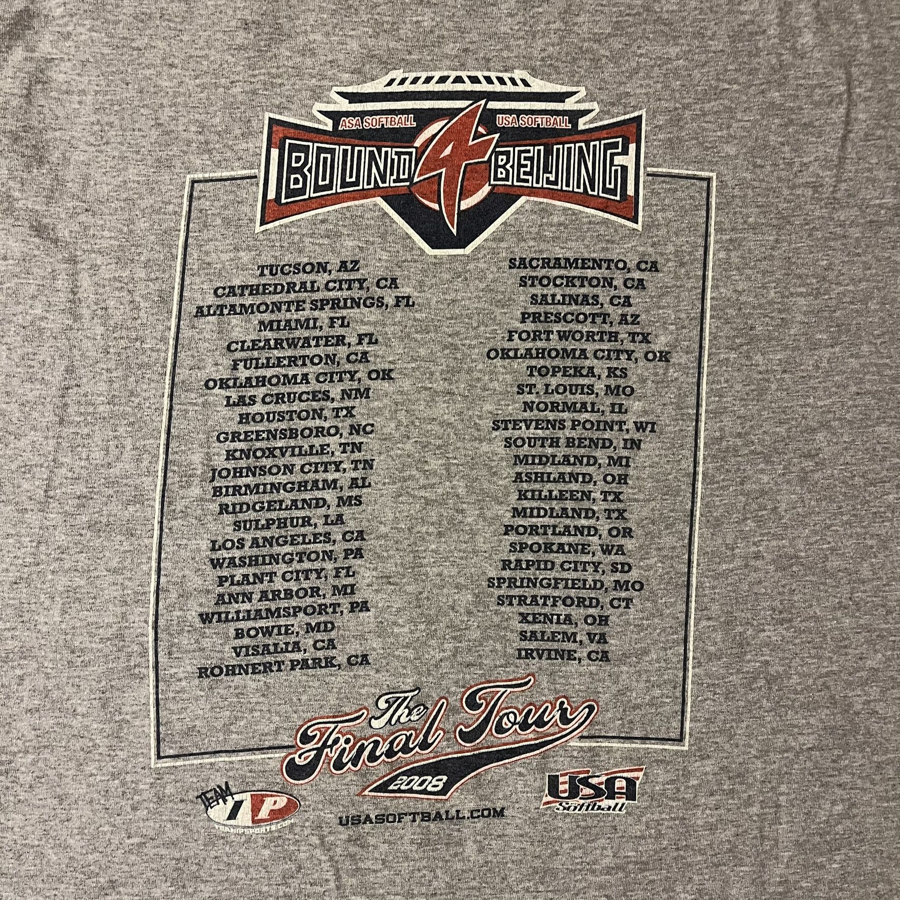 Hanes Year 00s 2000s USA Softball Bound 4 Beijing Tour Tee Size US XL / EU 56 / 4 - 4 Thumbnail