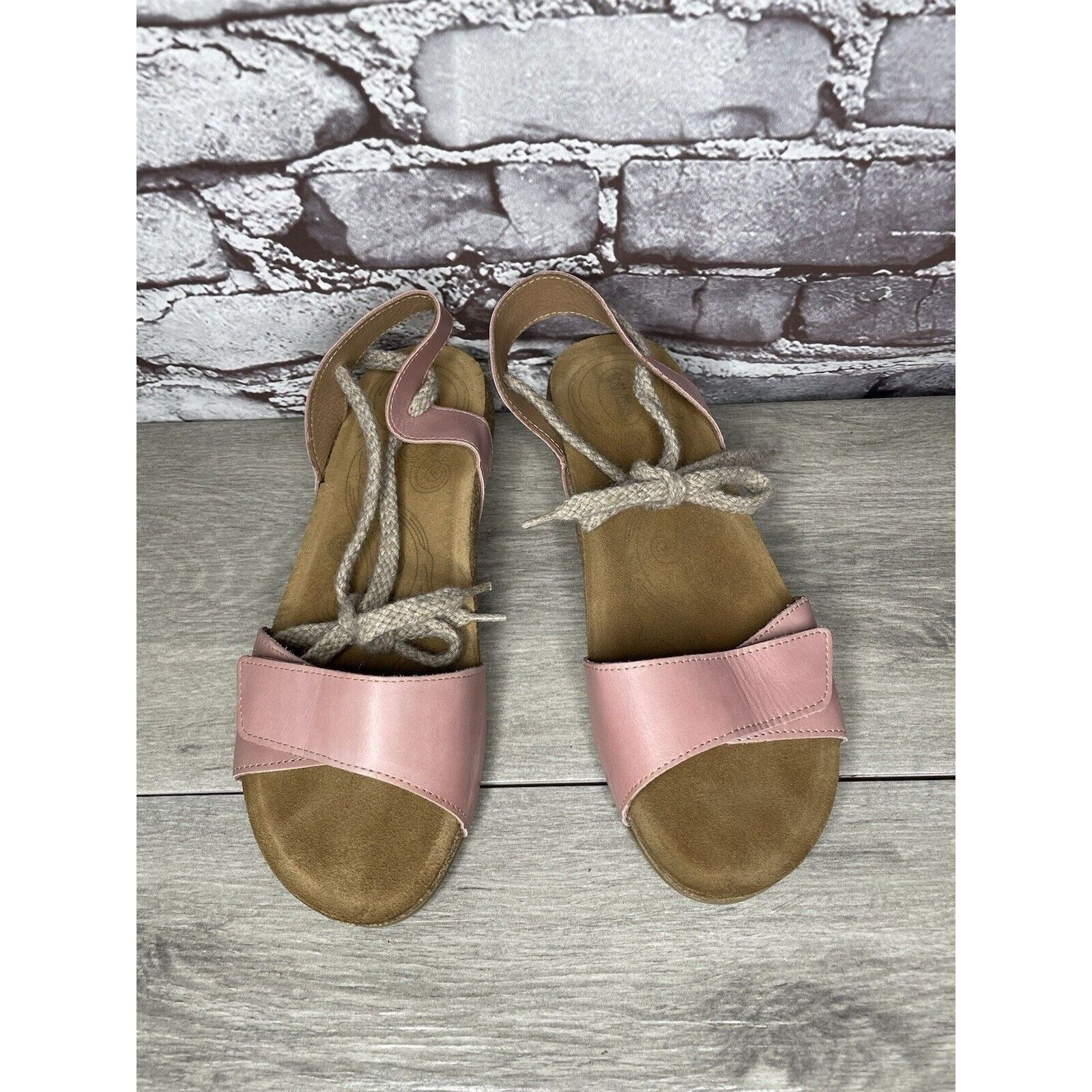 Other TAOS Pink Leather Ankle Lace Strap Cork Wedge Sandals Women Size US 9.5 / IT 39.5 - 22 Thumbnail
