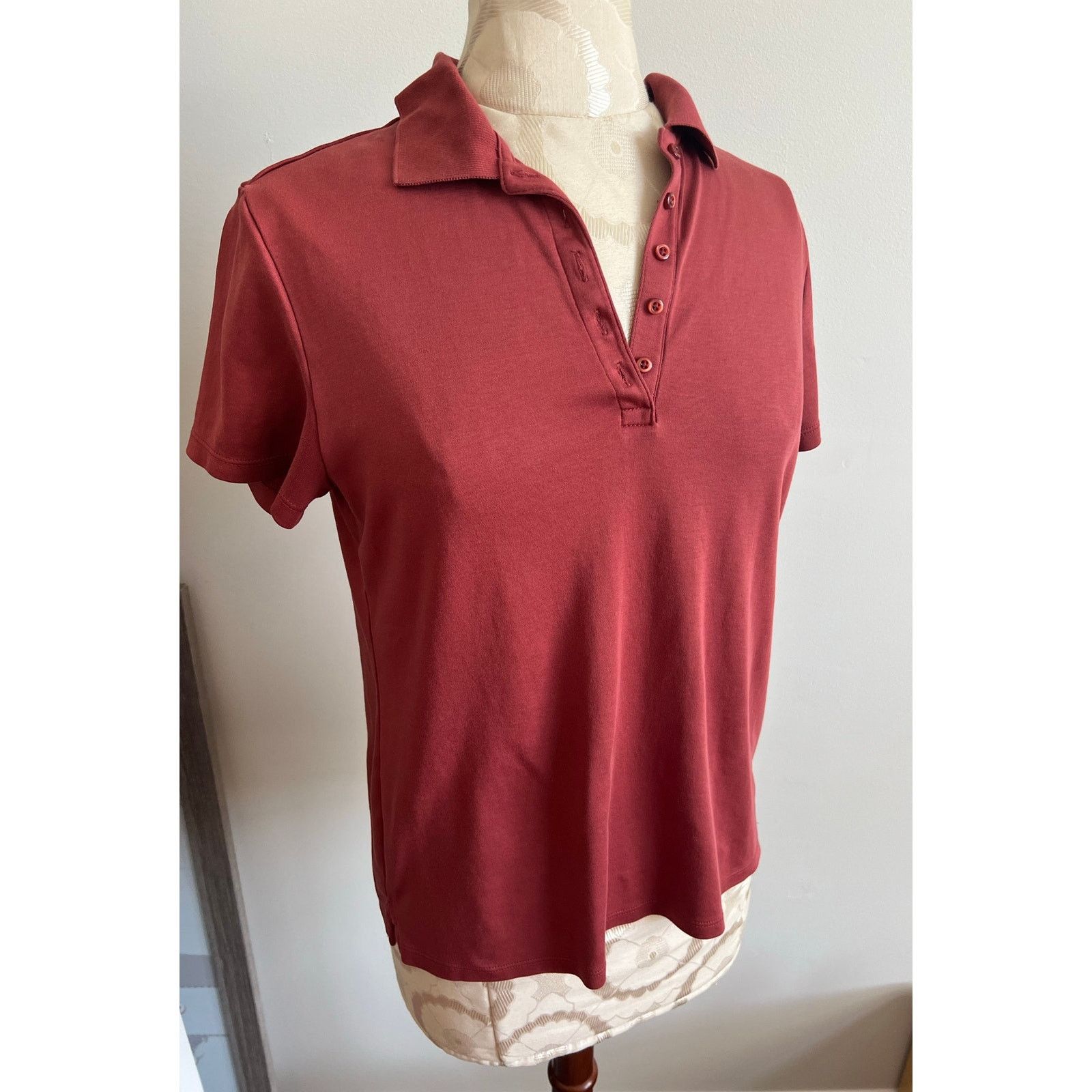 Lands' End Lands End 100% Cotton Short Sleeve Polo Dress Shirt Small Size S / US 4 / IT 40 - 2 Thumbnail