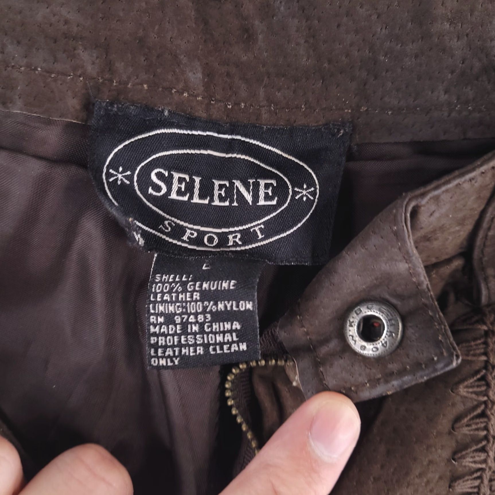 Vintage Selene Sport Pants Unisex 30x29 Brown Leather Patchwork High Rise Real Genuine Chino Straight Size 30" / US 8 / IT 44 - 4 Thumbnail