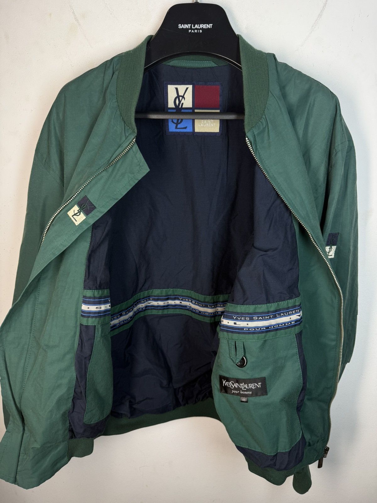 Yves Saint Laurent Green 90s YSL Bomber Vintage Jacket Yves Saint Laurent Size US M / EU 48-50 / 2 - 8 Thumbnail