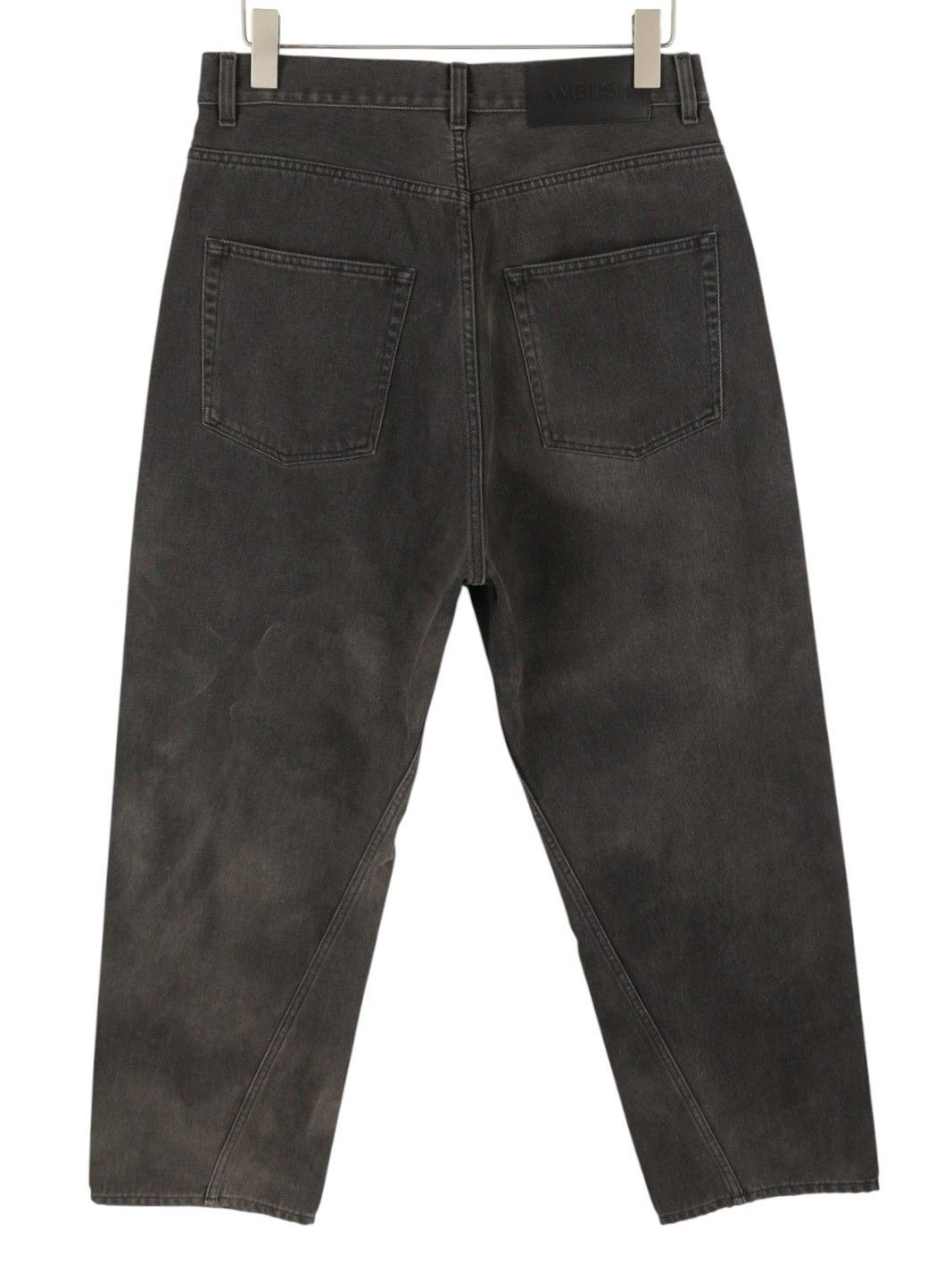 Ambush Design W31 Black Faded Cropped Asymmetric Button Jeans 86793 Size US 31 - 2 Thumbnail