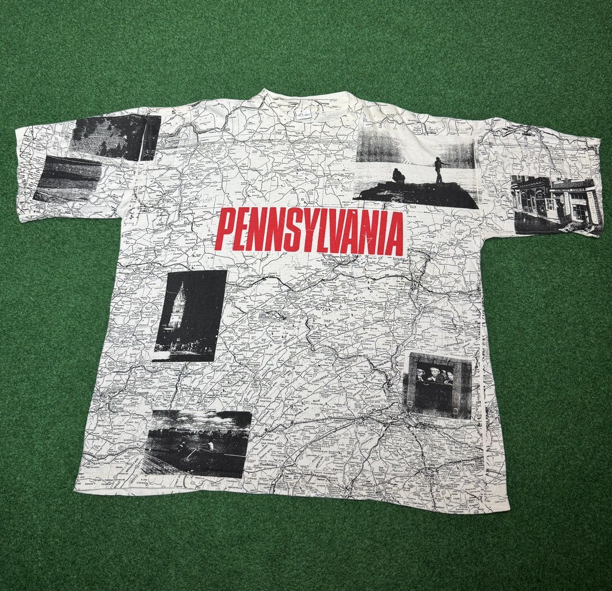 Vintage Pennslyvania Keystone State AOP Map XL/XXL 25x28 T Shirt Size US XL / EU 56 / 4 - 1 Thumbnail