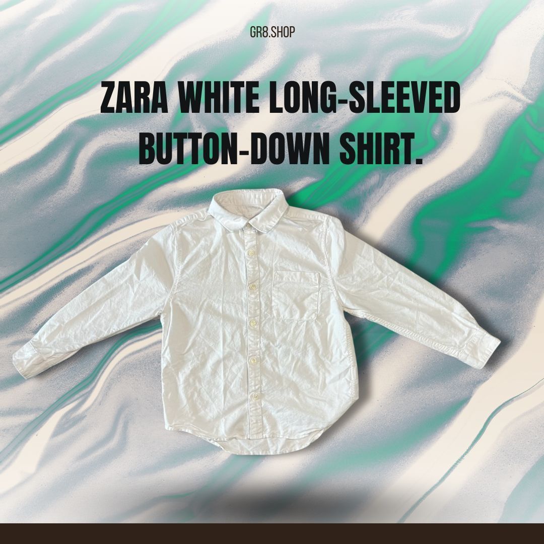 Zara Zara White Long-Sleeved Button-Down Shirt For Kids Size 7 Size M / US 6-8 / IT 42-44 - 1 Thumbnail